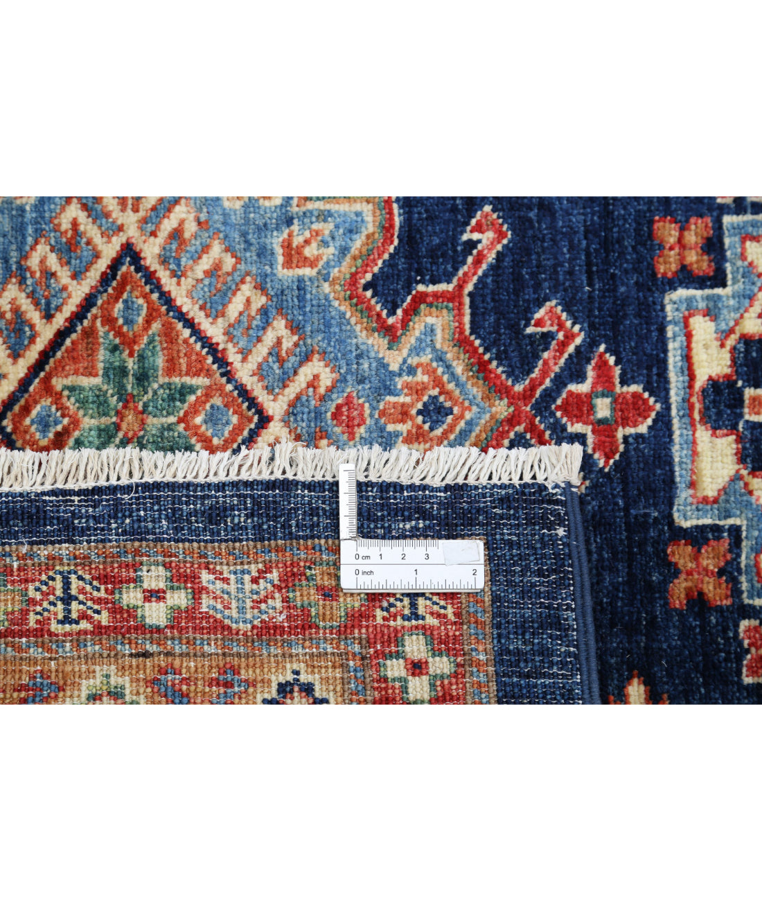 Hand Knotted Royal Kazak Wool Rug - 9'9'' x 13'9'' 9'9'' x 13'9'' (293 X 413) / Blue / Ivory