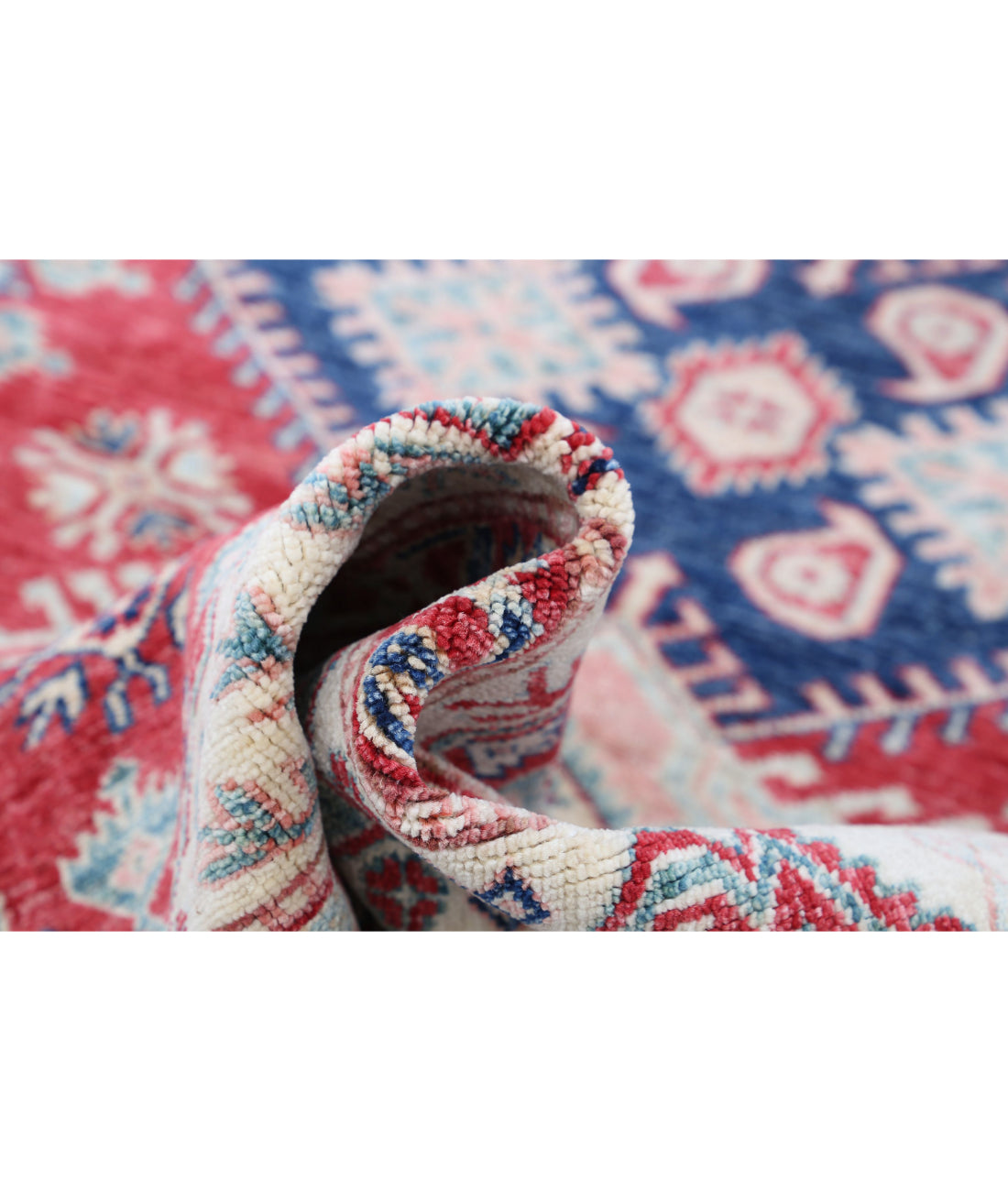 Hand Knotted Royal Kazak Wool Rug - 5'0'' x 6'7'' 5'0'' x 6'7'' (150 X 198) / Red / Ivory