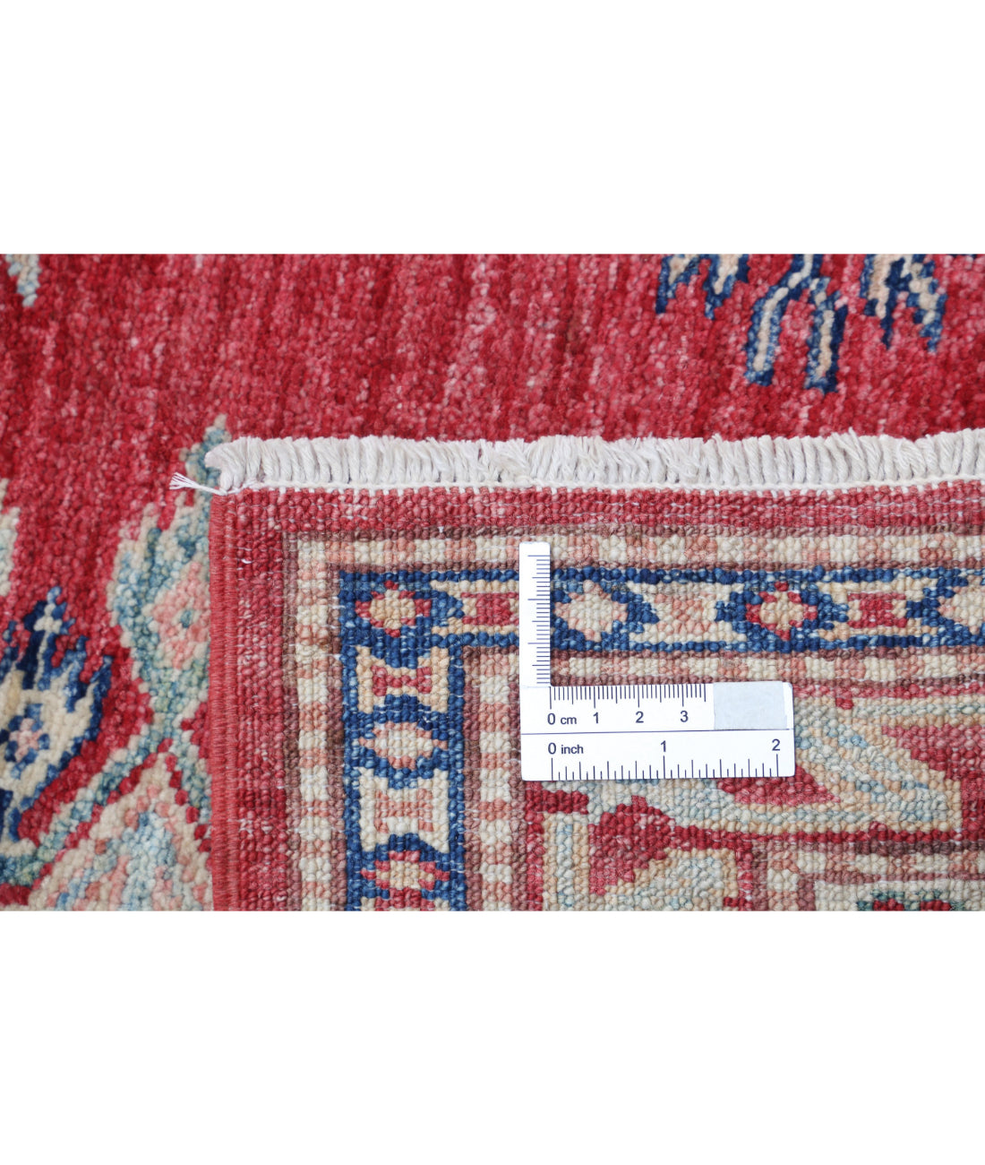 Hand Knotted Royal Kazak Wool Rug - 5'0'' x 6'7'' 5'0'' x 6'7'' (150 X 198) / Red / Ivory