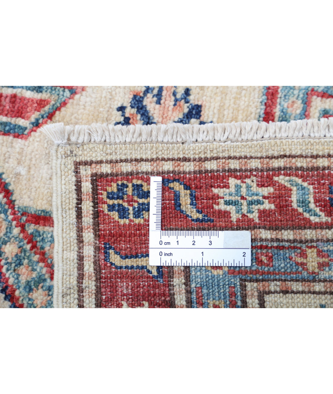 Hand Knotted Royal Kazak Wool Rug - 4'8'' x 6'8'' 4'8'' x 6'8'' (140 X 200) / Blue / Ivory