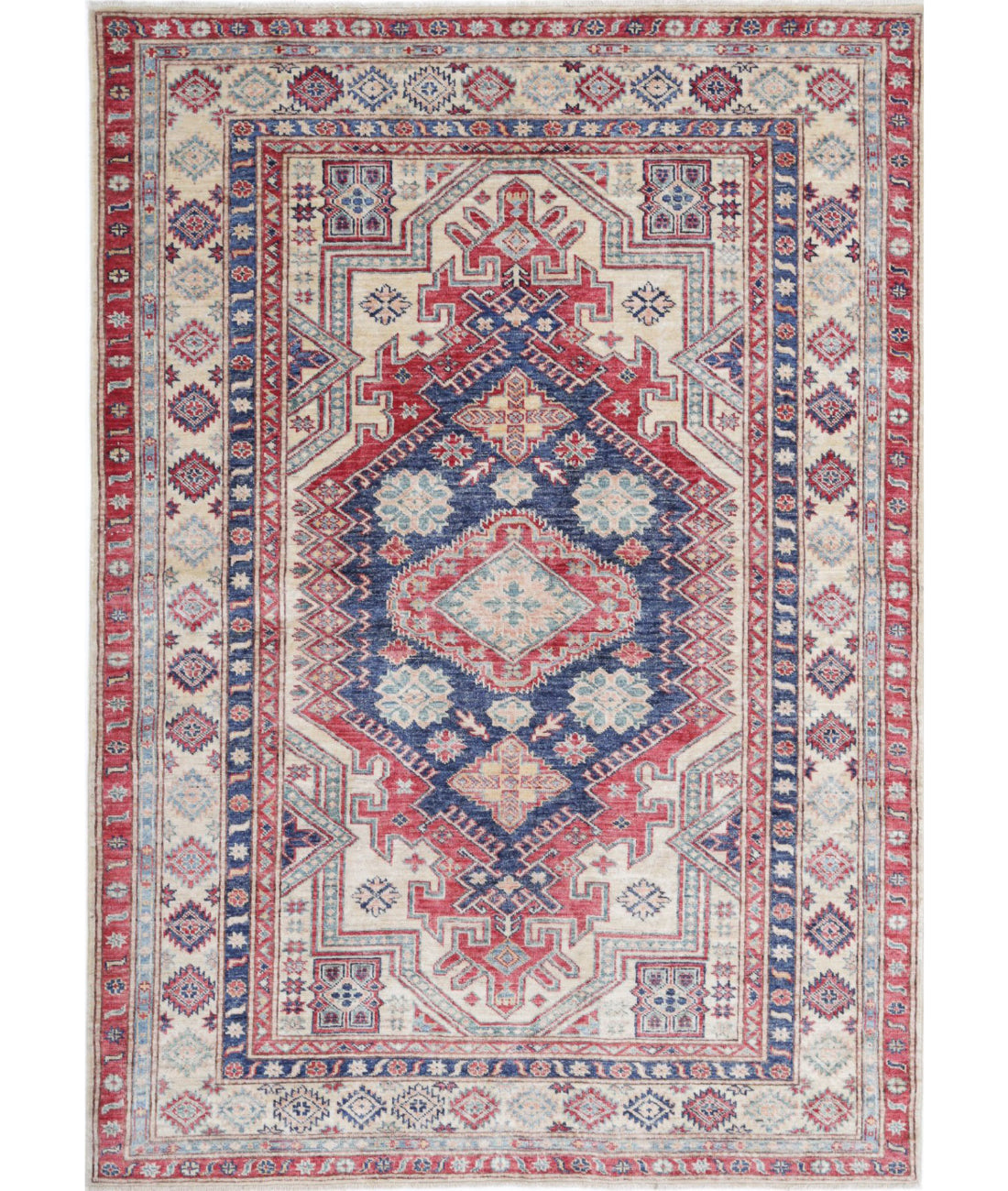 Hand Knotted Royal Kazak Wool Rug - 4'8'' x 6'8''