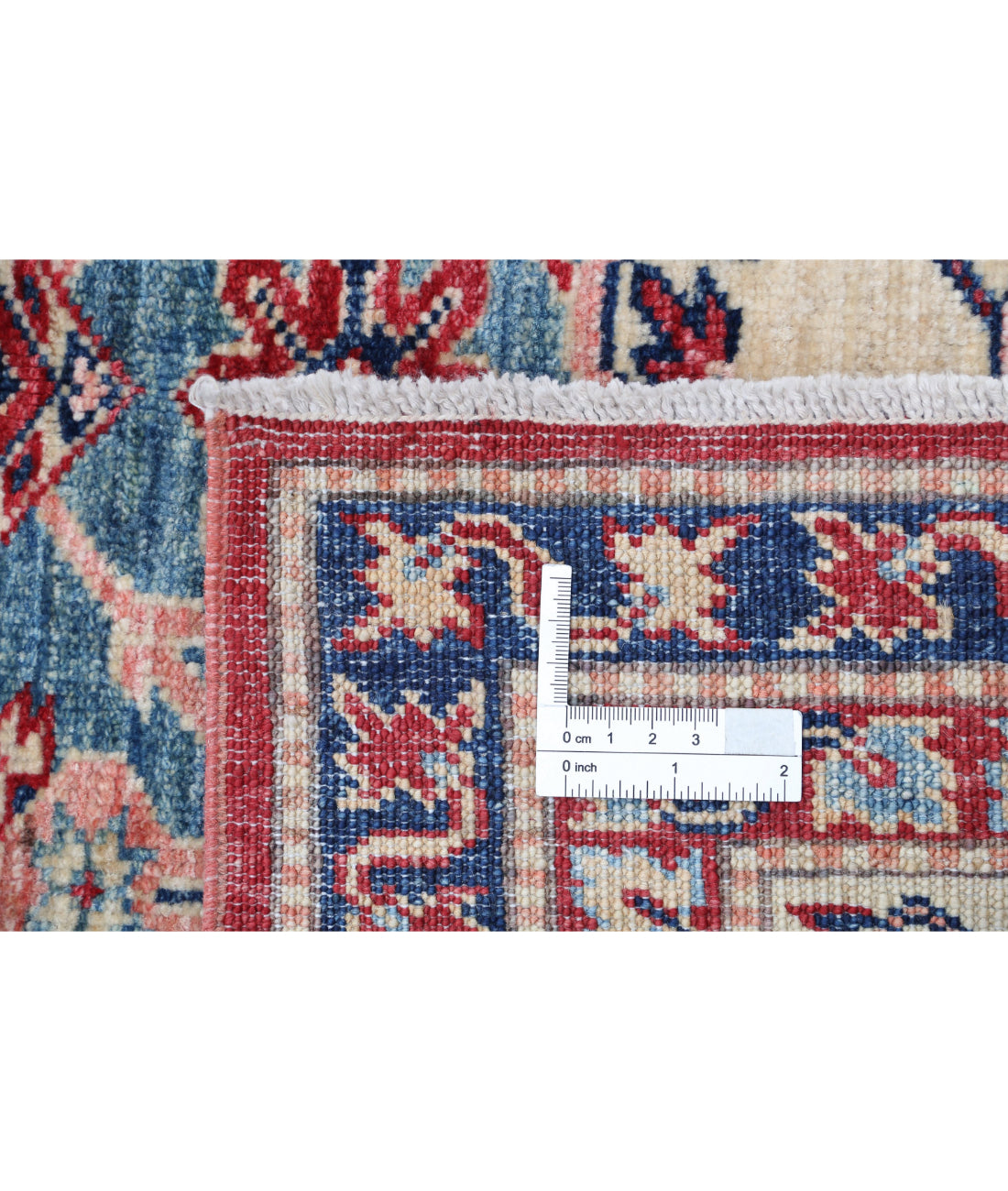Hand Knotted Royal Kazak Wool Rug - 4'9'' x 6'5'' 4'9'' x 6'5'' (143 X 193) / Blue / Ivory