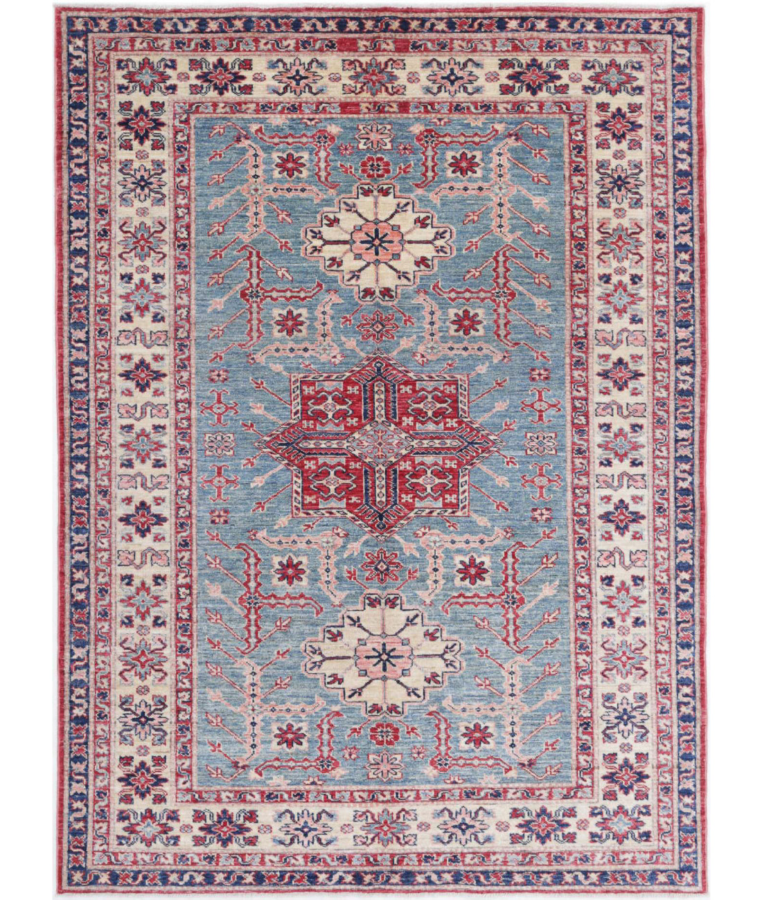 Hand Knotted Royal Kazak Wool Rug - 4'9'' x 6'5''