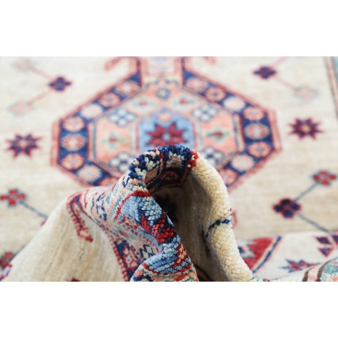 Alfombra de lana Kazak real anudada a mano - 2'10'' x 4'0''