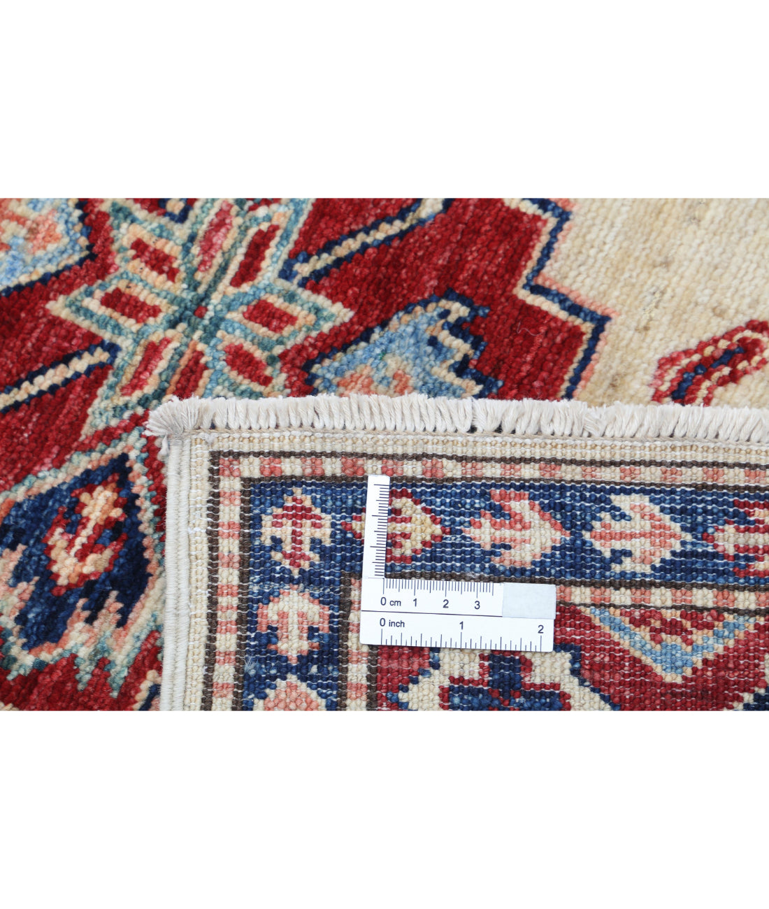 Hand Knotted Royal Kazak Wool Rug - 2'10'' x 4'0'' 2'10'' x 4'0'' (85 X 120) / Ivory / Red