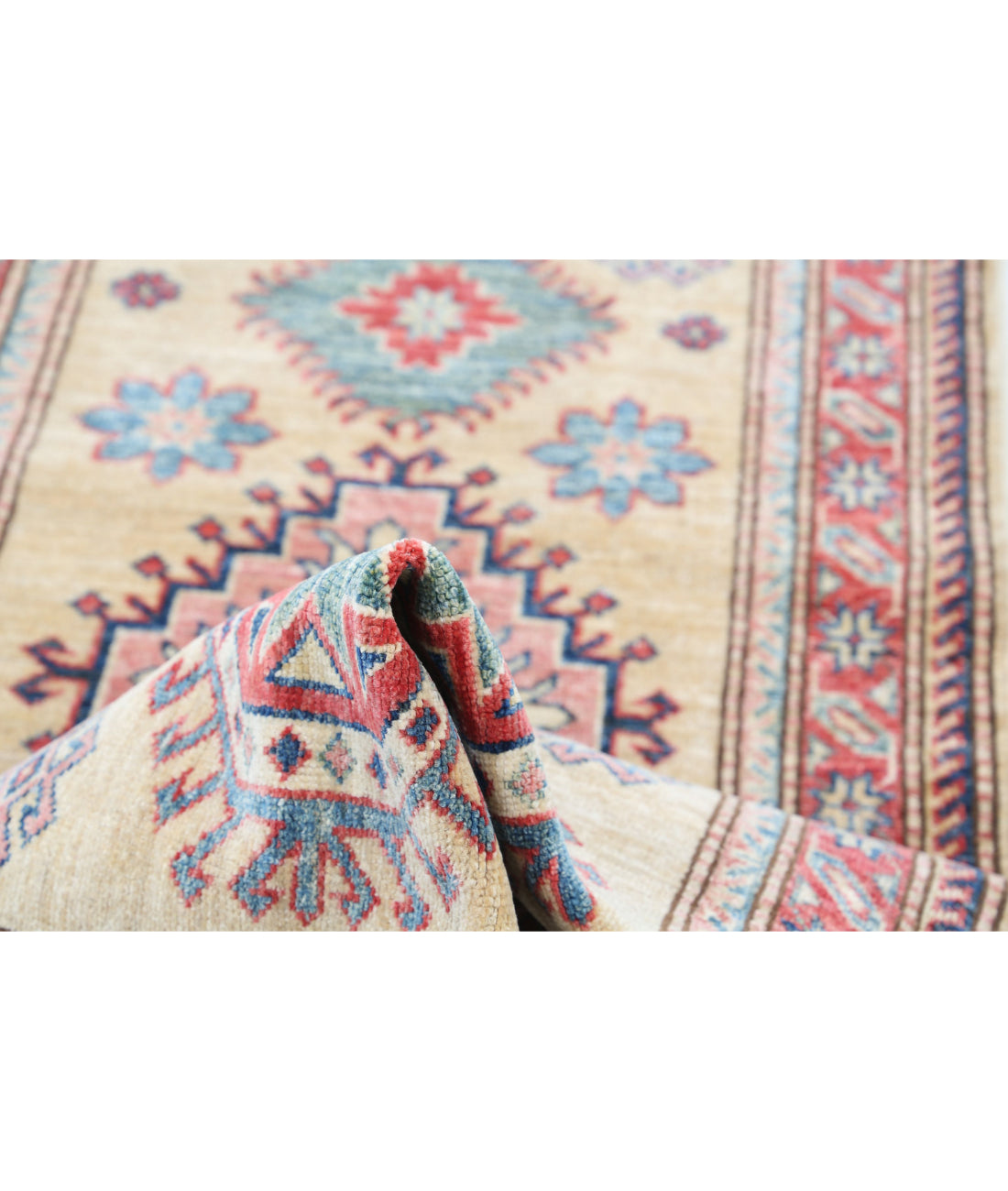 Hand Knotted Royal Kazak Wool Rug - 2'4'' x 6'9'' 2'4'' x 6'9'' (70 X 203) / Gold / Red