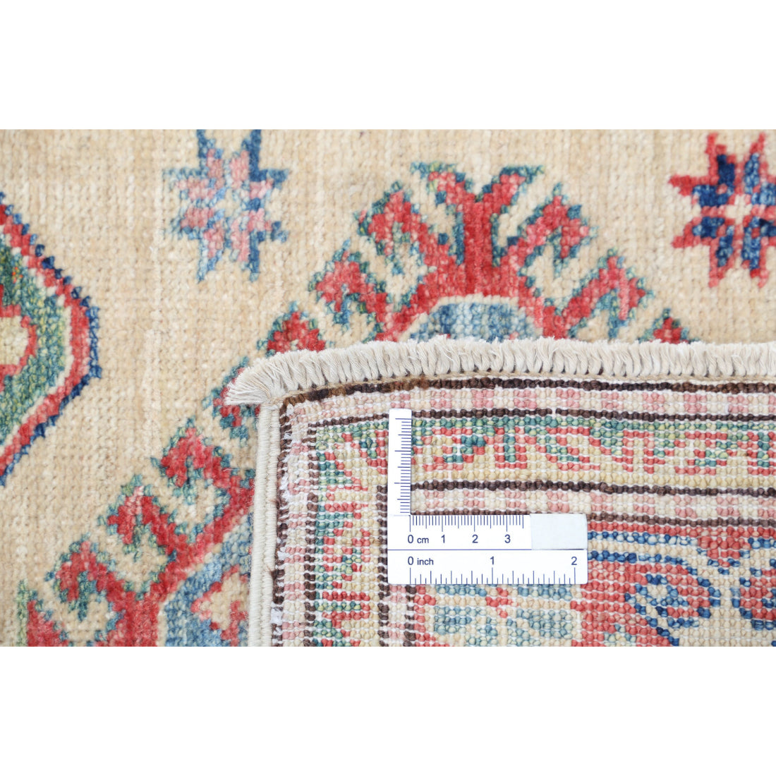 Alfombra de lana Kazak real anudada a mano - 2'3'' x 7'4''