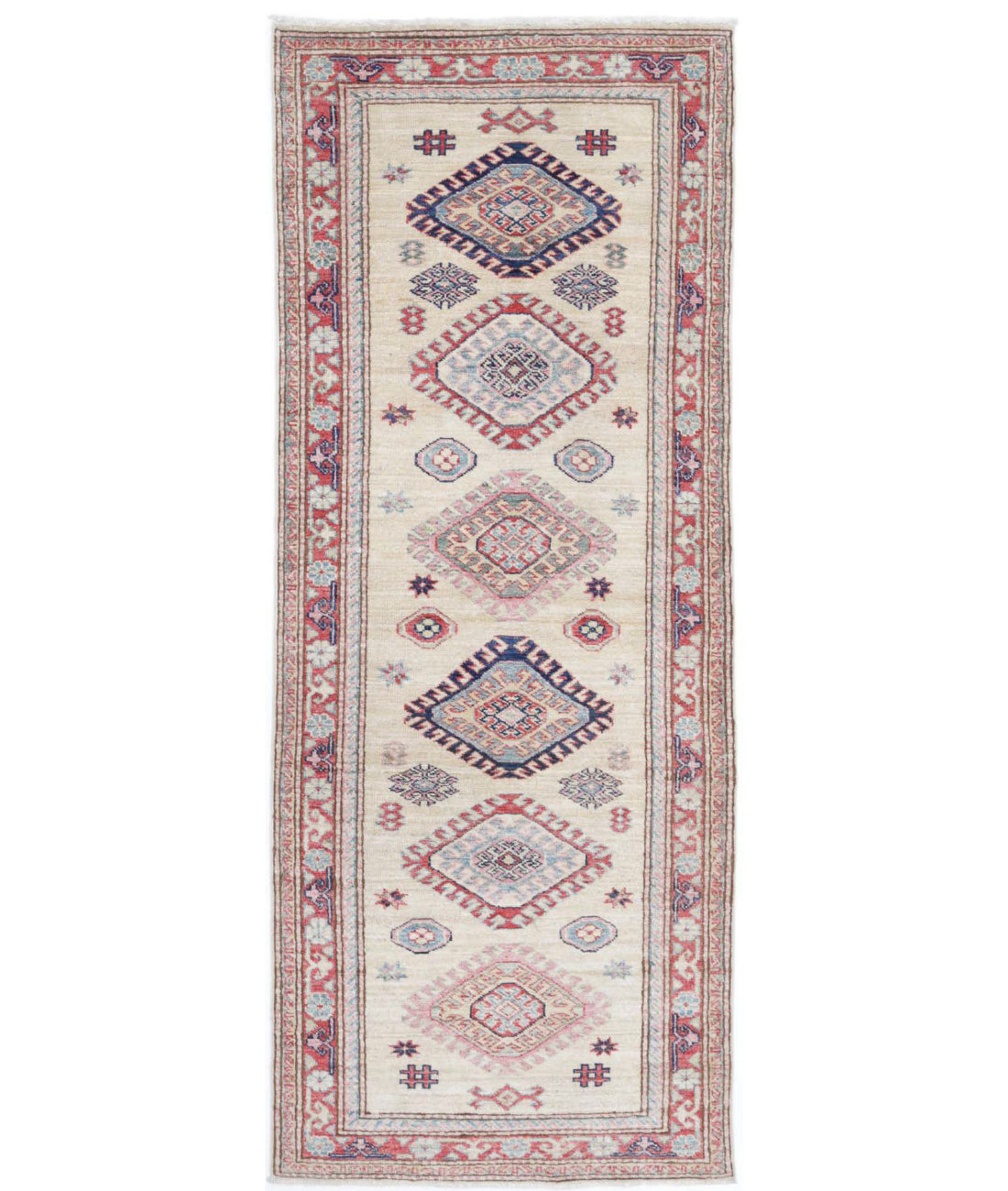 Hand Knotted Royal Kazak Wool Rug - 2&#39;4&#39;&#39; x 6&#39;10&#39;&#39;