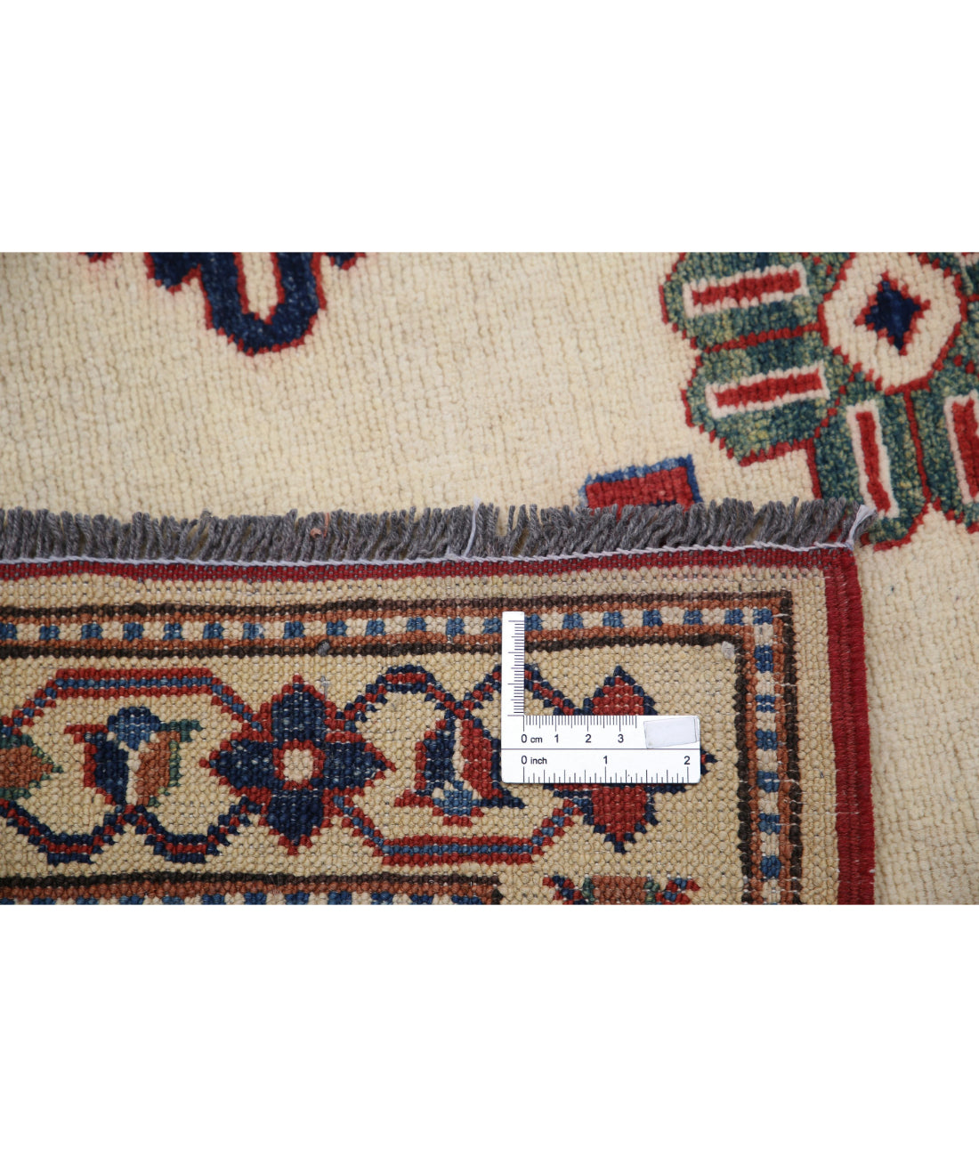 Hand Knotted Royal Kazak Wool Rug - 8'5'' x 11'10'' 8'5'' x 11'10'' (253 X 355) / Ivory / Blue
