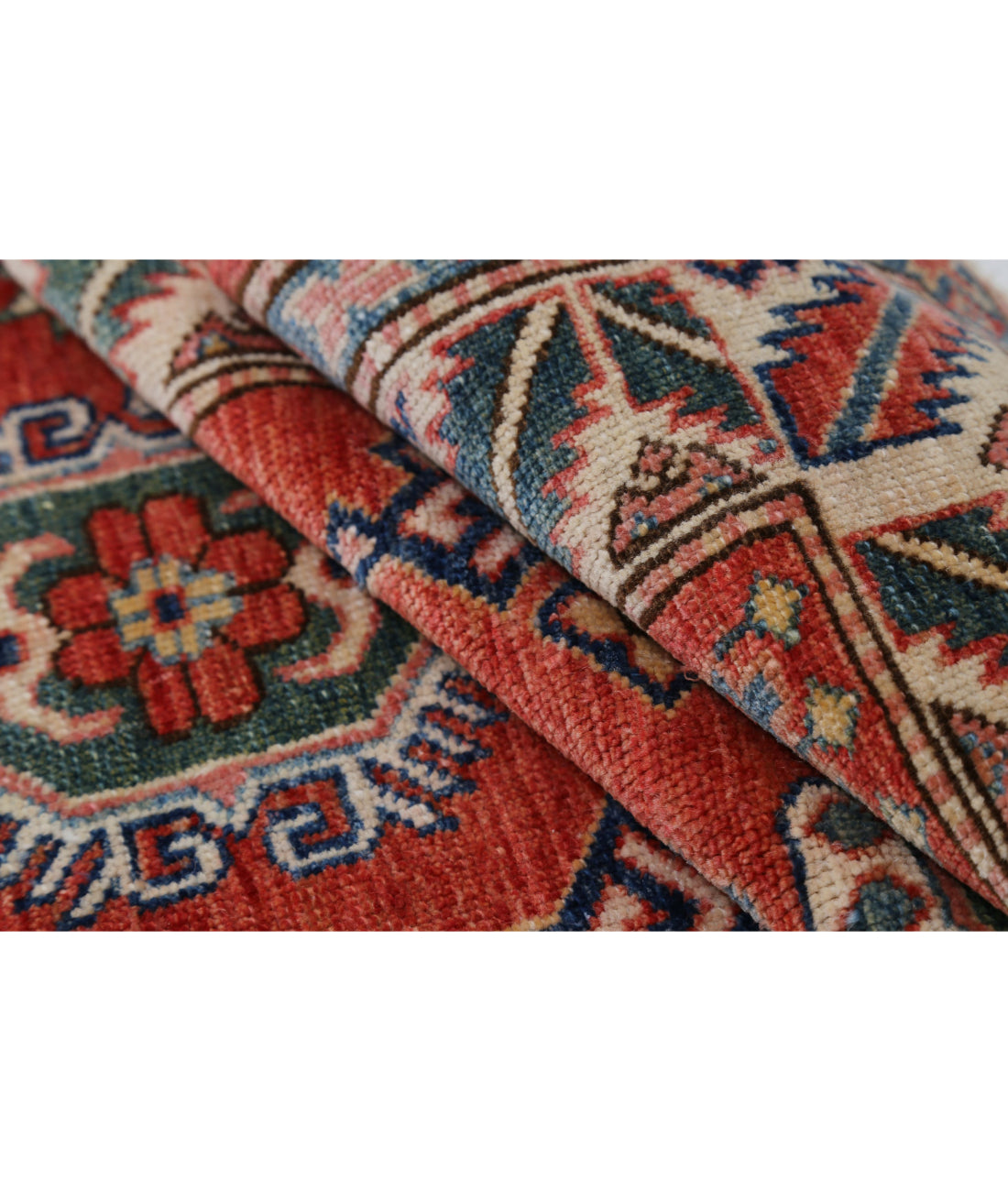 Hand Knotted Royal Kazak Wool Rug - 2'7'' x 5'10'' 2'7'' x 5'10'' (78 X 175) / Red / Ivory