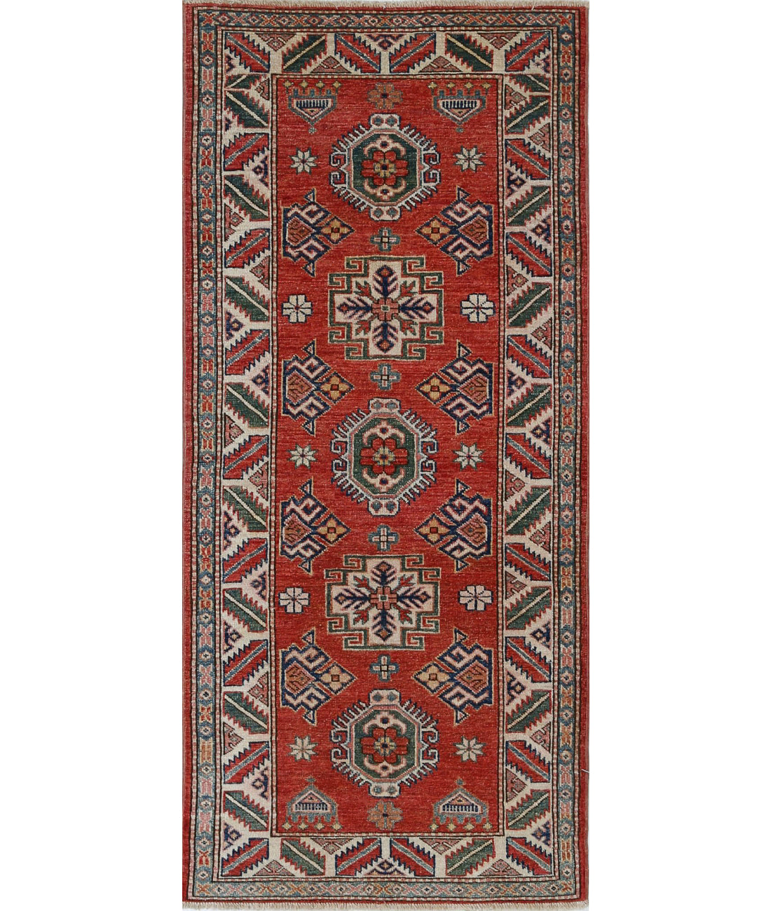 Hand Knotted Royal Kazak Wool Rug - 2&#39;7&#39;&#39; x 5&#39;10&#39;&#39; 2&#39;7&#39;&#39; x 5&#39;10&#39;&#39; (78 X 175) / Red / Ivory