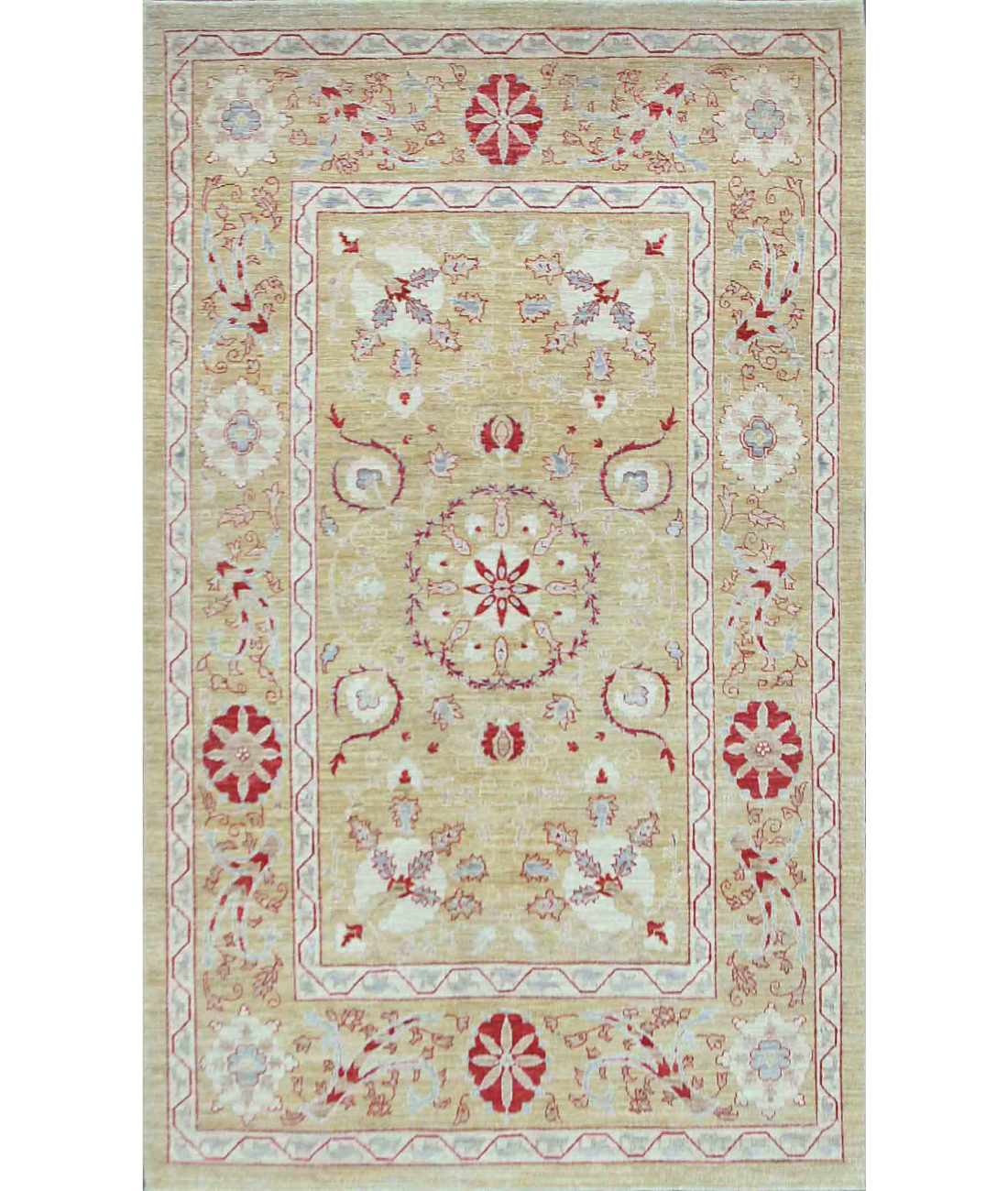 Hand Knotted Suzani Wool Rug  - 5&#39; 4&quot; X 8&#39; 8&quot;