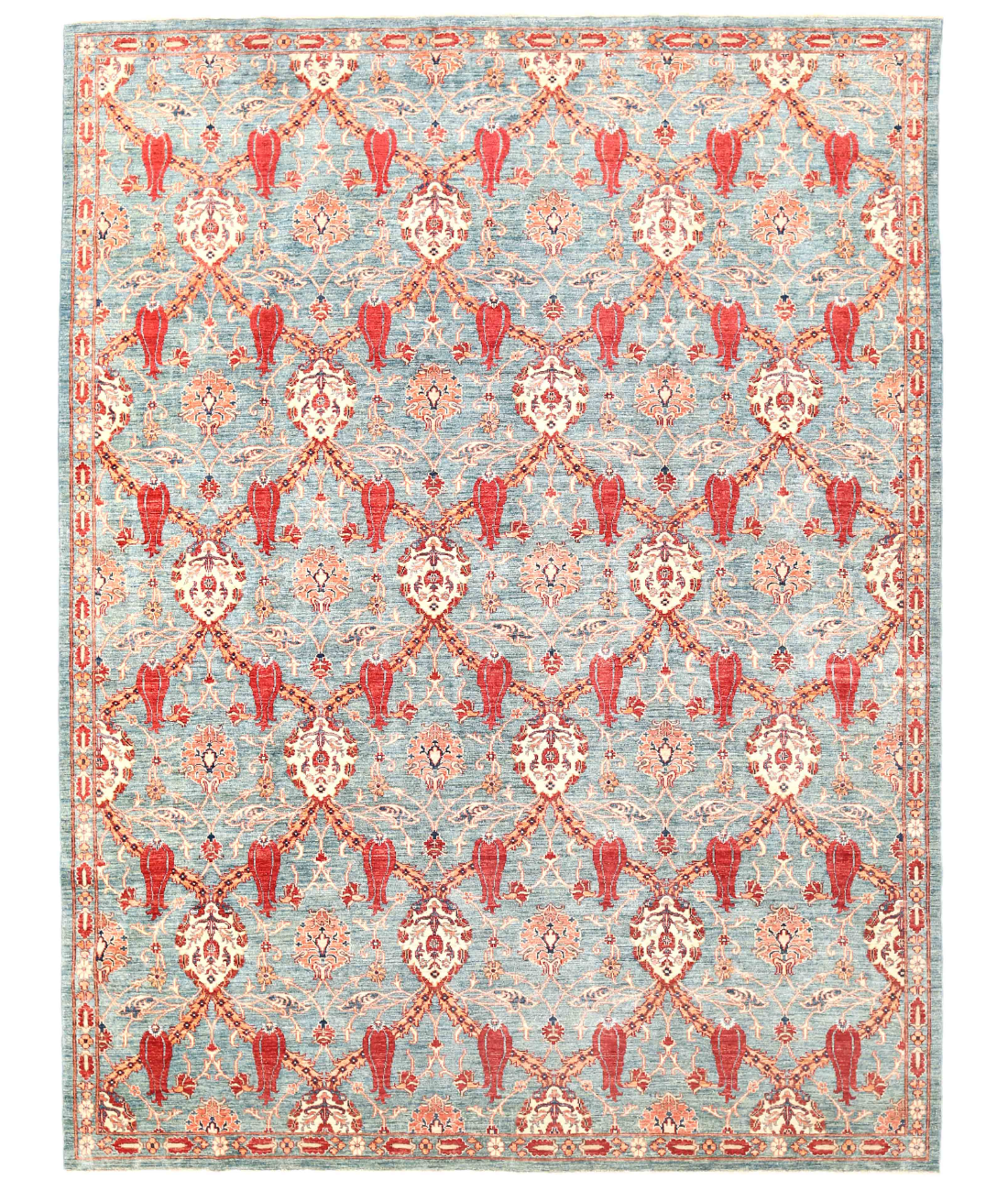 Hand Knotted Suzani Wool Rug  - 8&#39; 1&quot; X 10&#39; 9&quot;