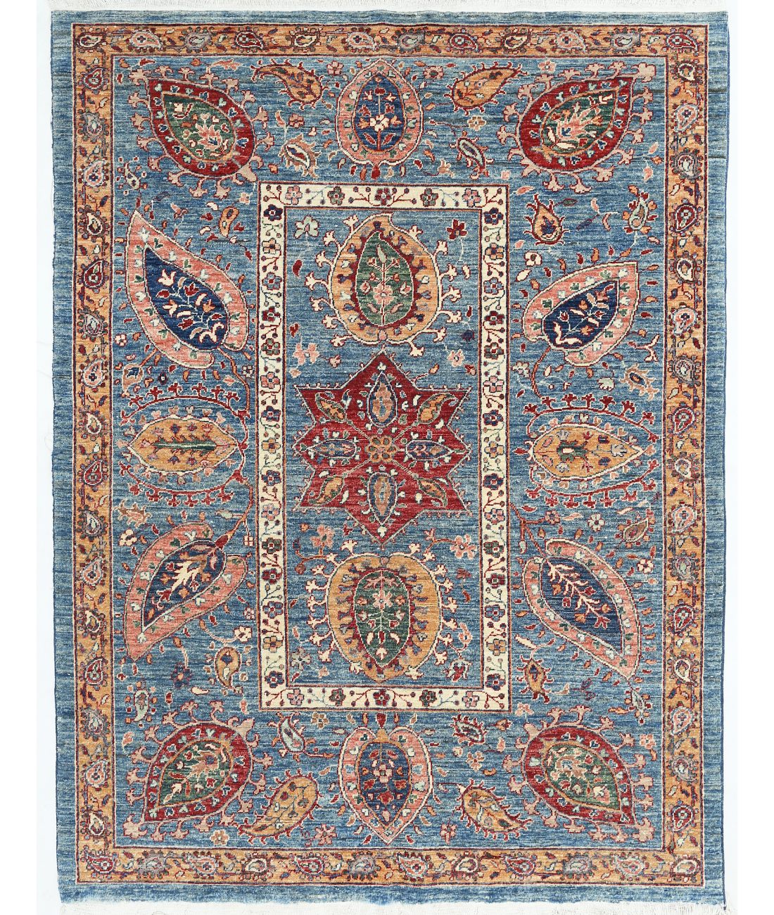 Hand Knotted Suzani Wool Rug  - 4&#39; 10&quot; X 6&#39; 7&quot;