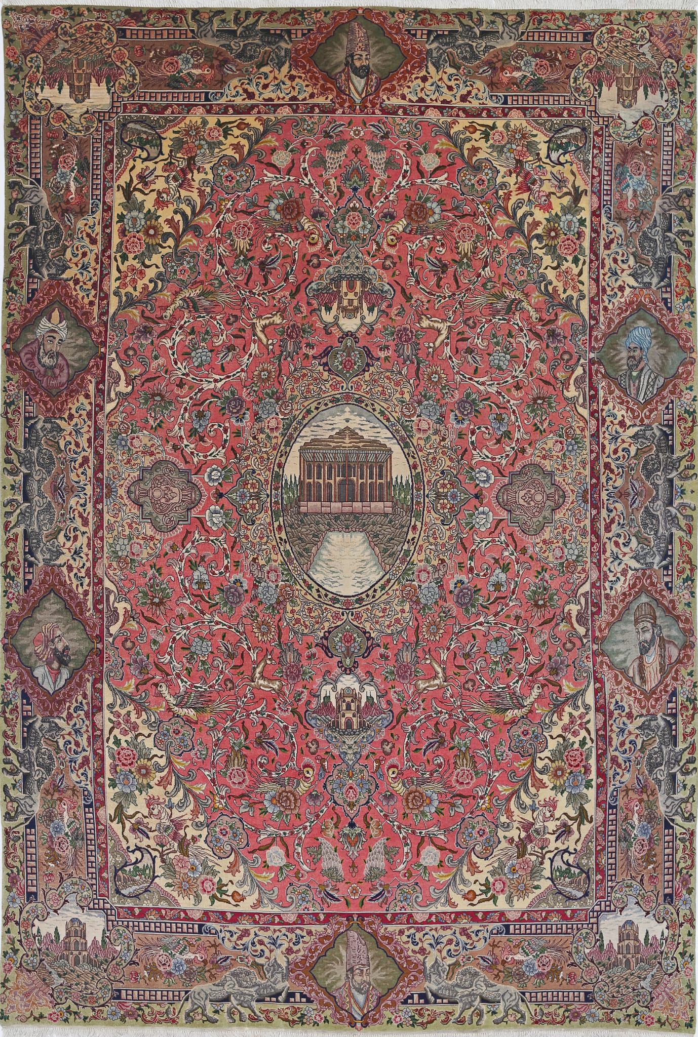 Hand Knotted Masterpiece Oriental Tabriz Fine Wool Rug - 6'8'' x 10'10''