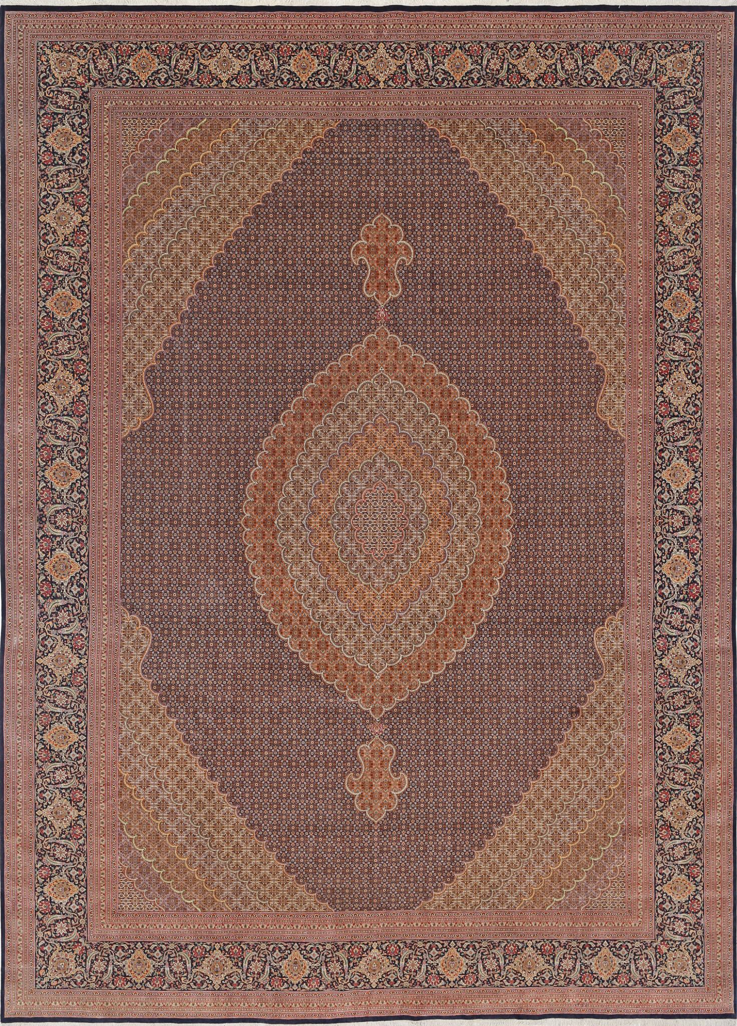 Hand Knotted Masterpiece Oriental Tabriz Fine Wool Rug - 11'5'' x 15'10''