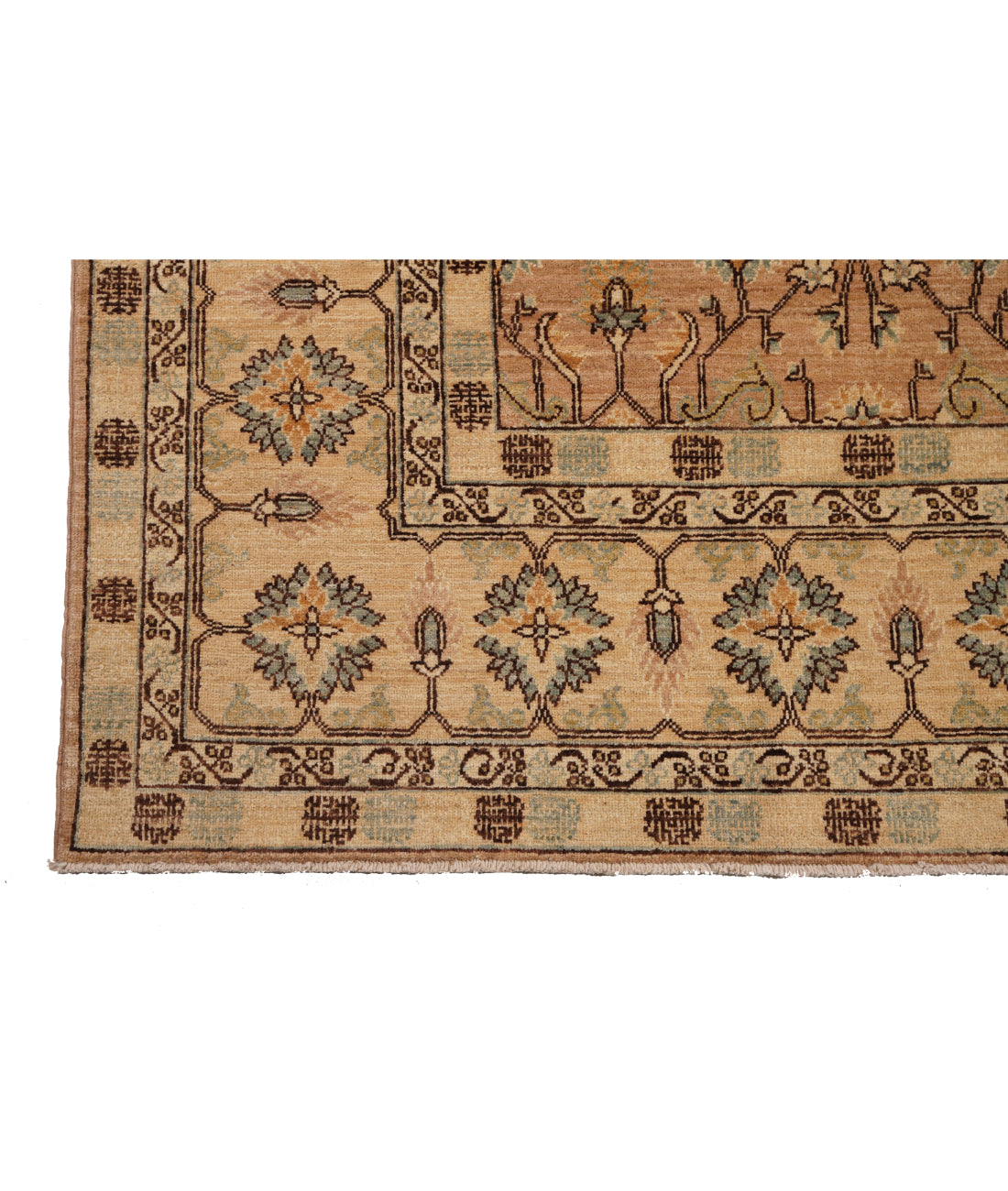 Hand Knotted Tabriz Wool Rug - 6'3'' x 11'10'' 6' 3" X 11' 10" (191 X 361) / Taupe / Ivory