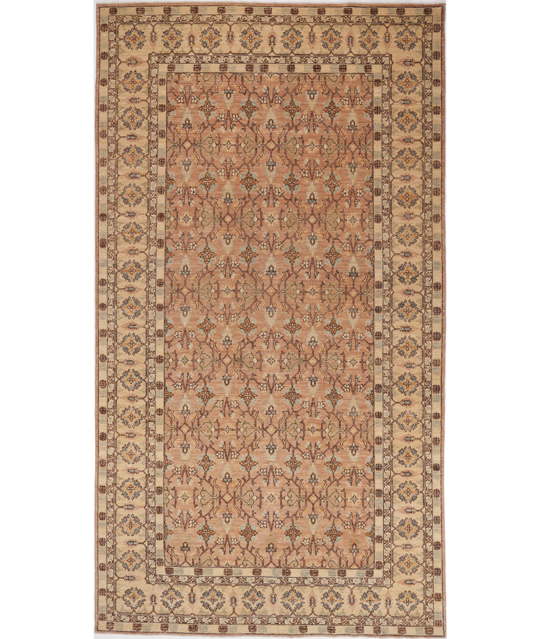 Hand Knotted Tabriz Wool Rug - 6&#39;3&#39;&#39; x 11&#39;10&#39;&#39; 6&#39; 3&quot; X 11&#39; 10&quot; (191 X 361) / Taupe / Ivory