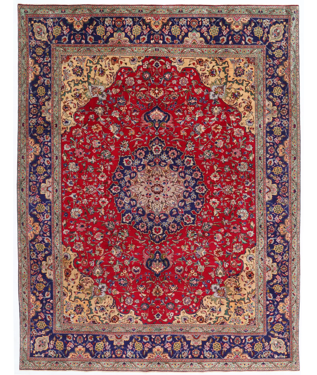 Hand Knotted Tabriz Wool Rug  - 10' 1" X 13' 0"