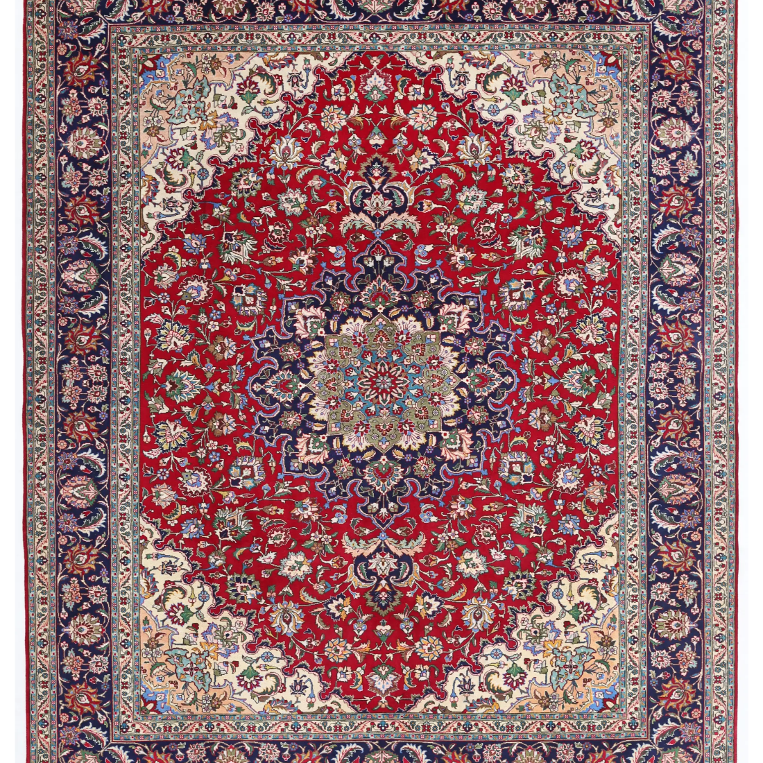 Alfombra de lana Tabriz anudada a mano - 2,92 m X 3,68 m