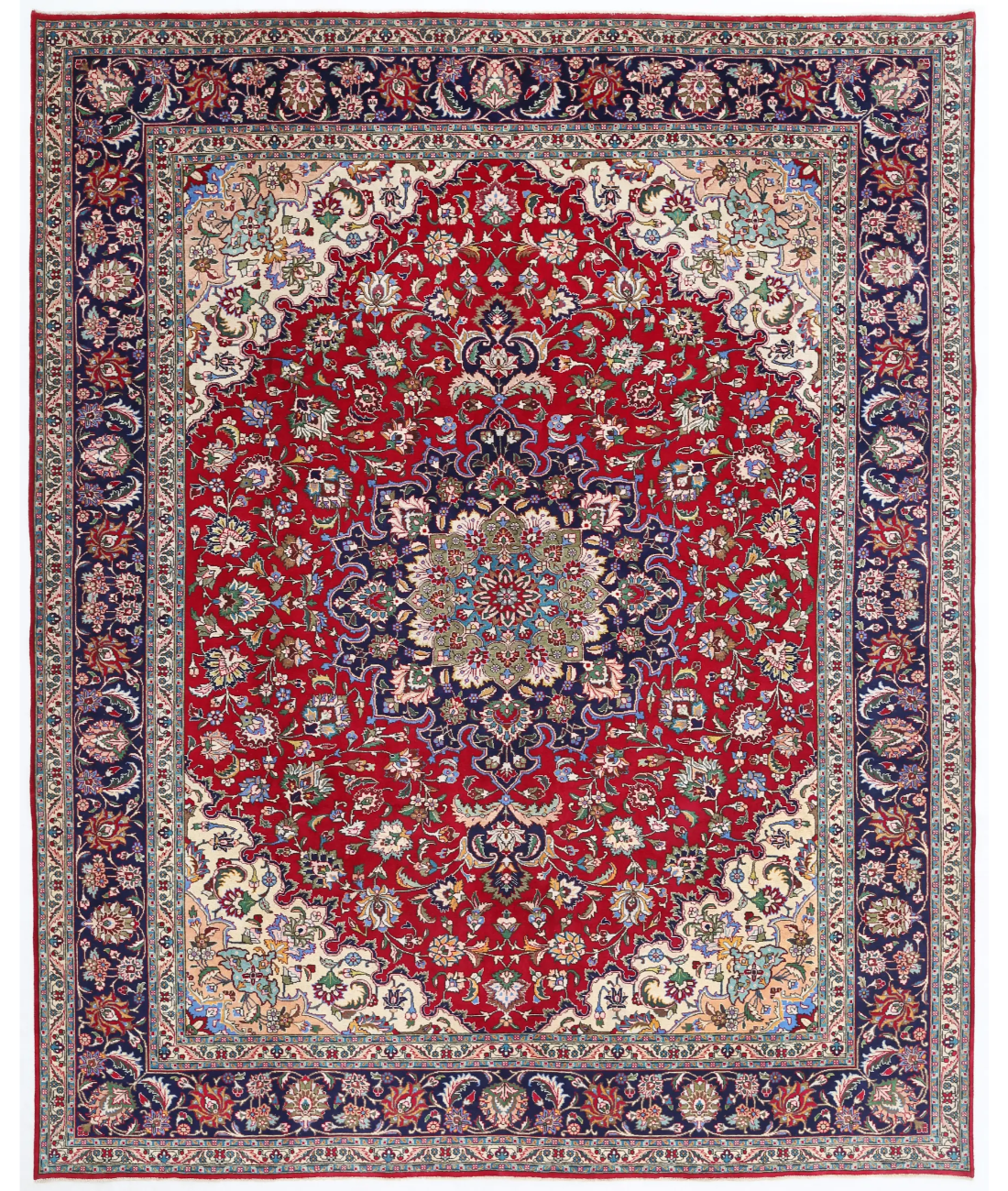 Alfombra de lana Tabriz anudada a mano - 2,92 m X 3,68 m