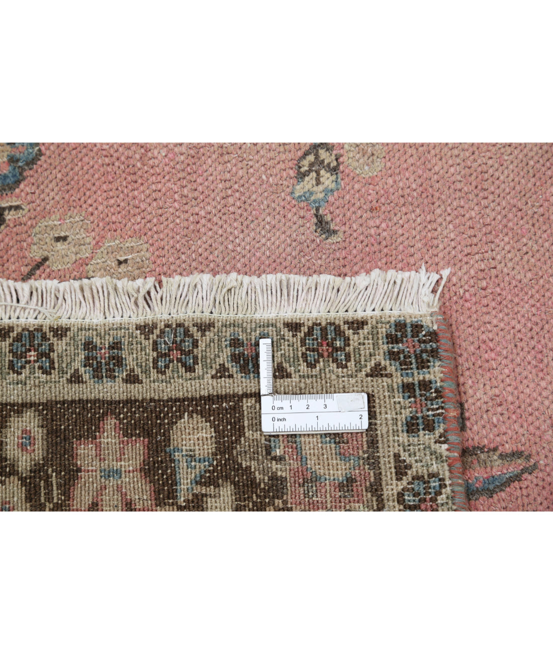 Hand Knotted Vintage Persian Tabriz Wool Rug - 10'0'' x 13'8'' 10'0'' x 13'8'' (300 X 410) / Pink / Ivory