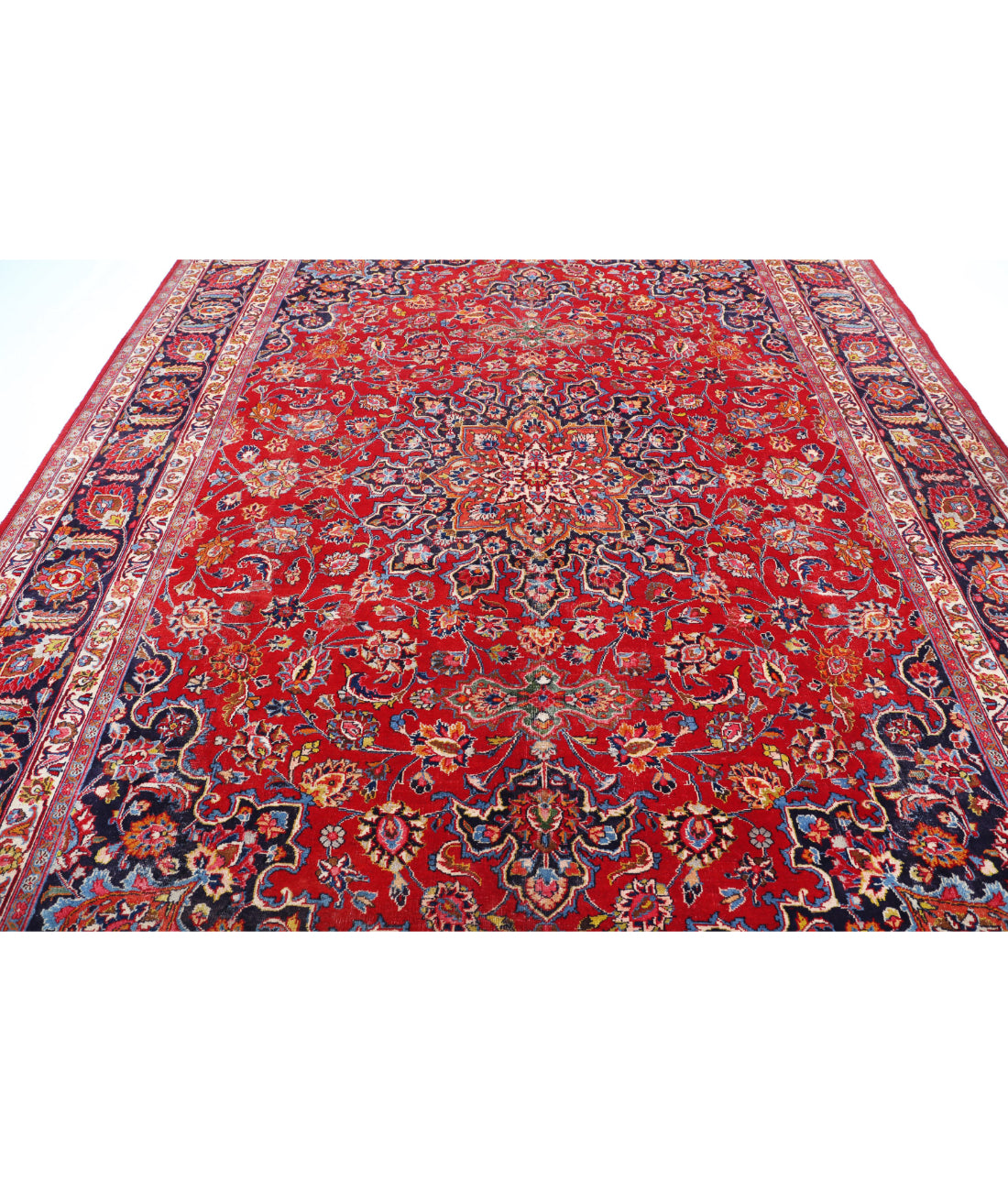 Hand Knotted Persian Tabriz Wool Rug - 9'7'' x 12'8'' 9'7'' x 12'8'' (288 X 380) / Red / Blue