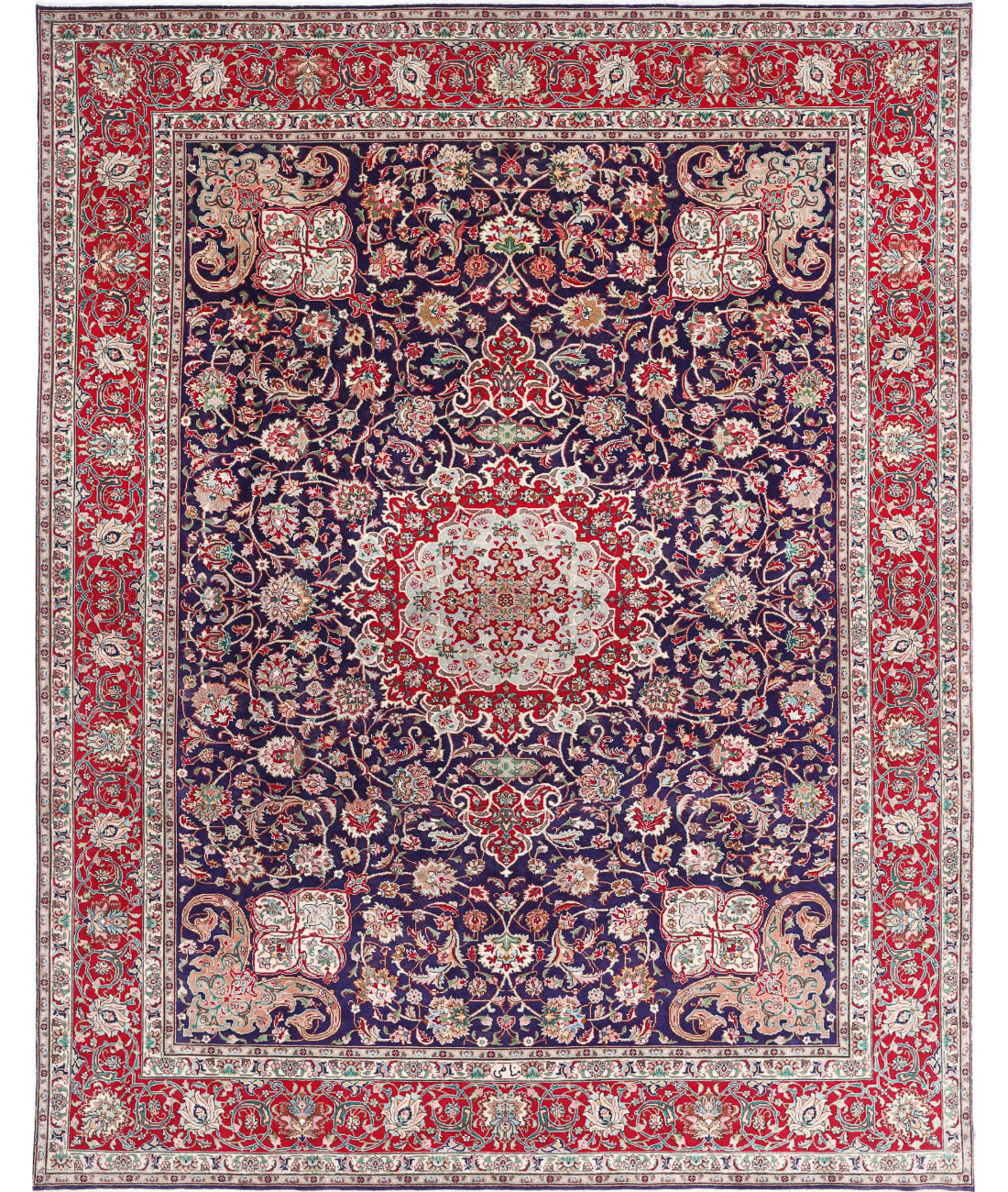 Hand Knotted Oriental Tabriz Wool Rug - 9'10'' x 12'9''