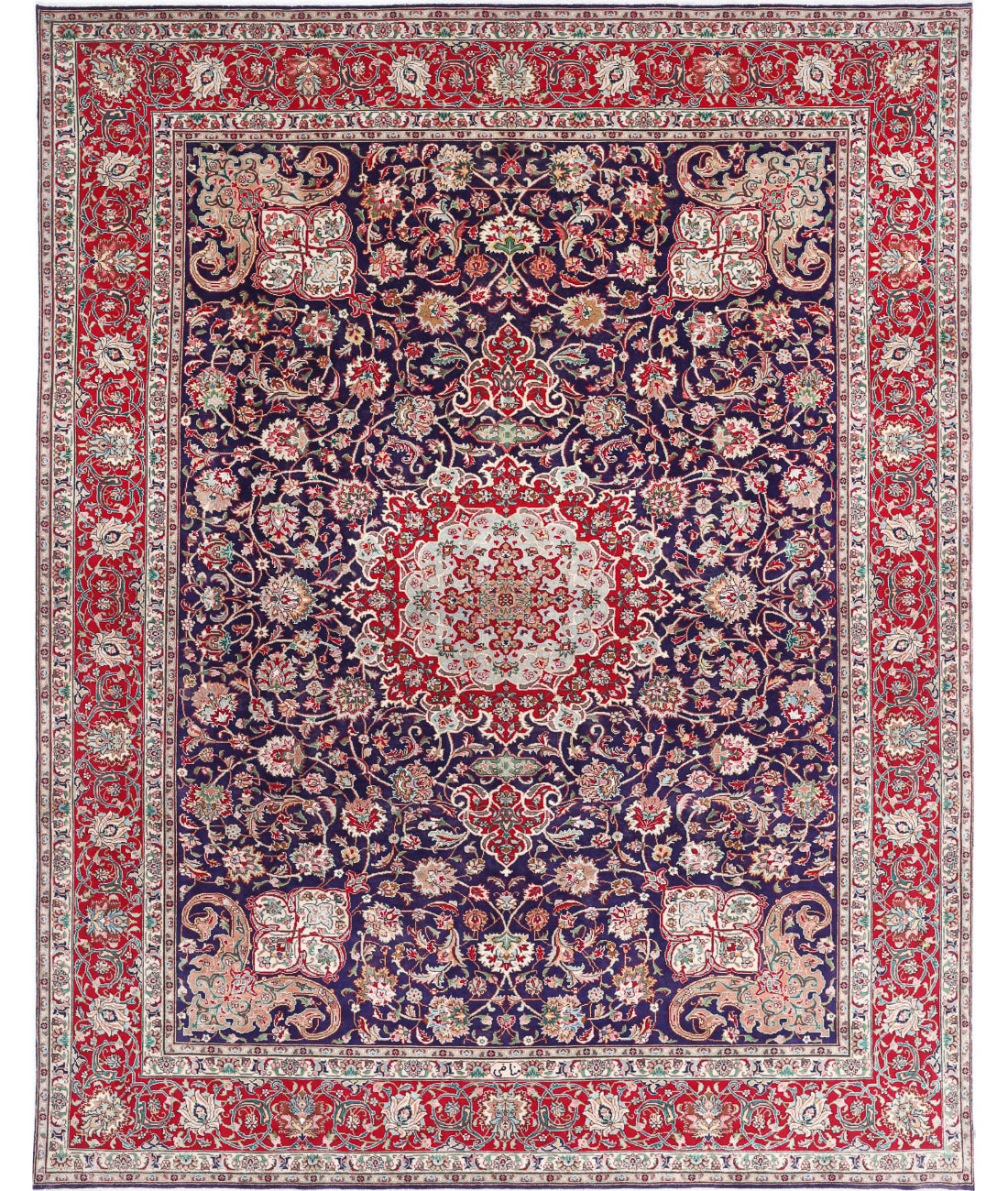 Hand Knotted Persian Tabriz Wool Rug - 9'10'' x 12'9'' 9'10'' x 12'9'' (295 X 383) / Blue / Red