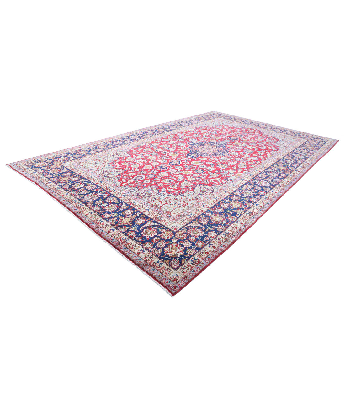 Hand Knotted Persian Tabriz Wool Rug - 9'7'' x 16'1'' 9'7'' x 16'1'' (288 X 483) / Red / Blue