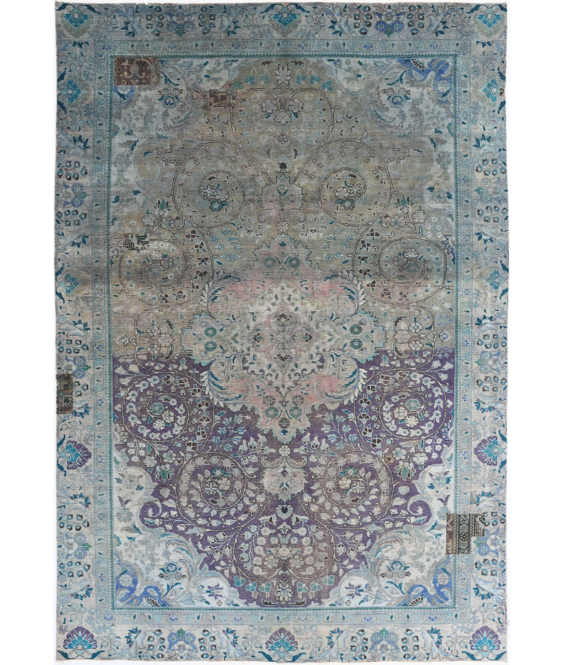 Hand Knotted Vintage Persian Tabriz Wool Rug - 6&#39;0&#39;&#39; x 8&#39;11&#39;&#39; 6&#39;0&#39;&#39; x 8&#39;11&#39;&#39; (180 X 268) / Grey / Blue