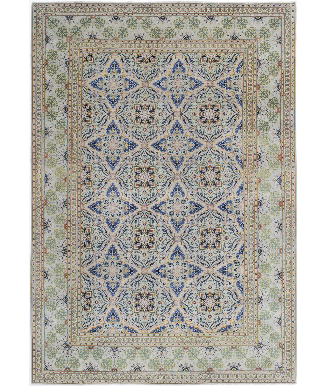 Hand Knotted Persian Tabriz Wool Rug - 8'1'' x 11'9'' 8'1'' x 11'9'' (243 X 353) / Grey / Blue