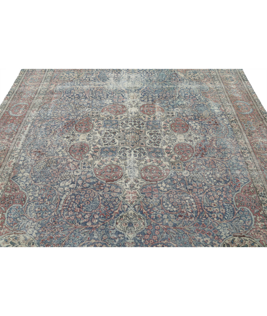 Hand Knotted Antique Persian Tabriz Wool Rug - 8'2'' x 11'2'' 8'2'' x 11'2'' (245 X 335) / Blue / Red