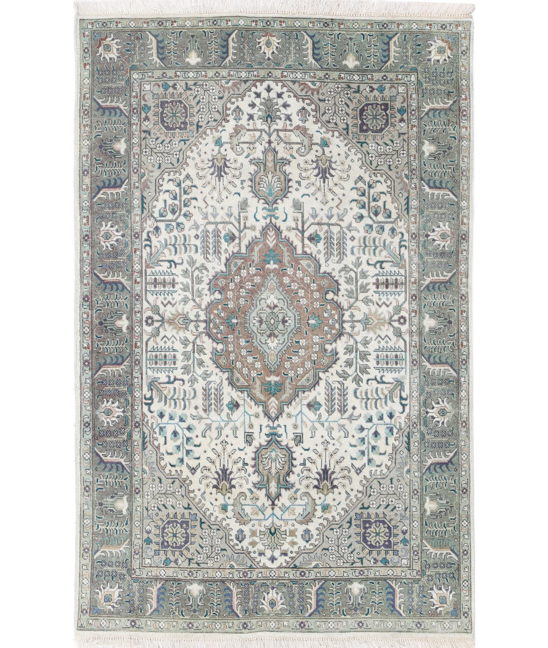Hand Knotted Vintage Wool Rug - 3'2'' x 5'0''