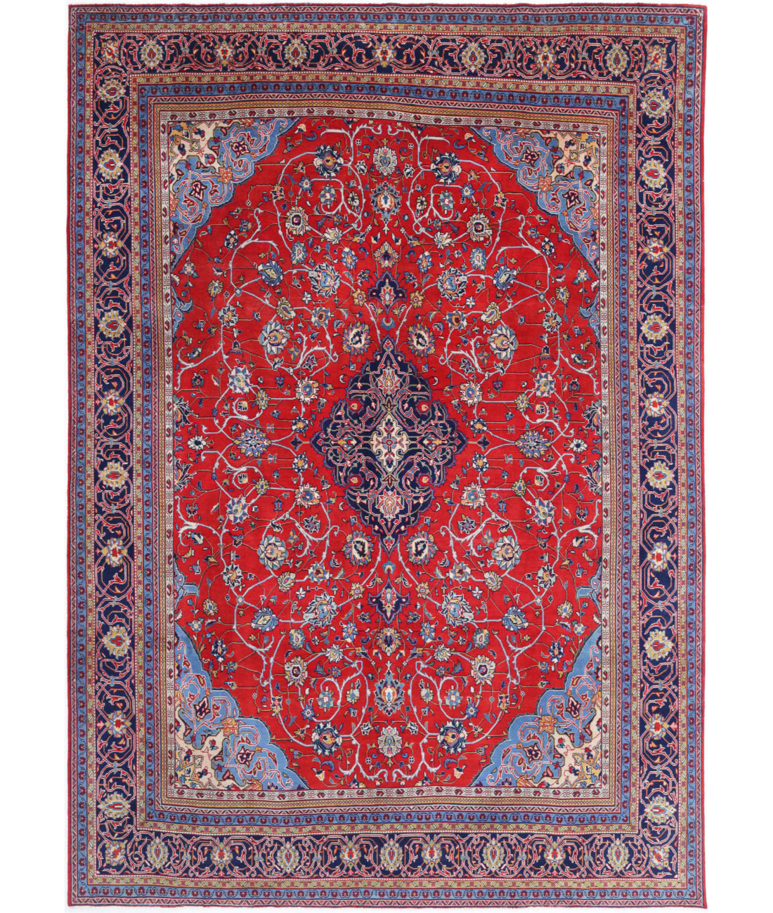 Hand Knotted Persian Tabriz Wool Rug - 9'9'' x 14'0'' 9'9'' x 14'0'' (293 X 420) / Red / Blue