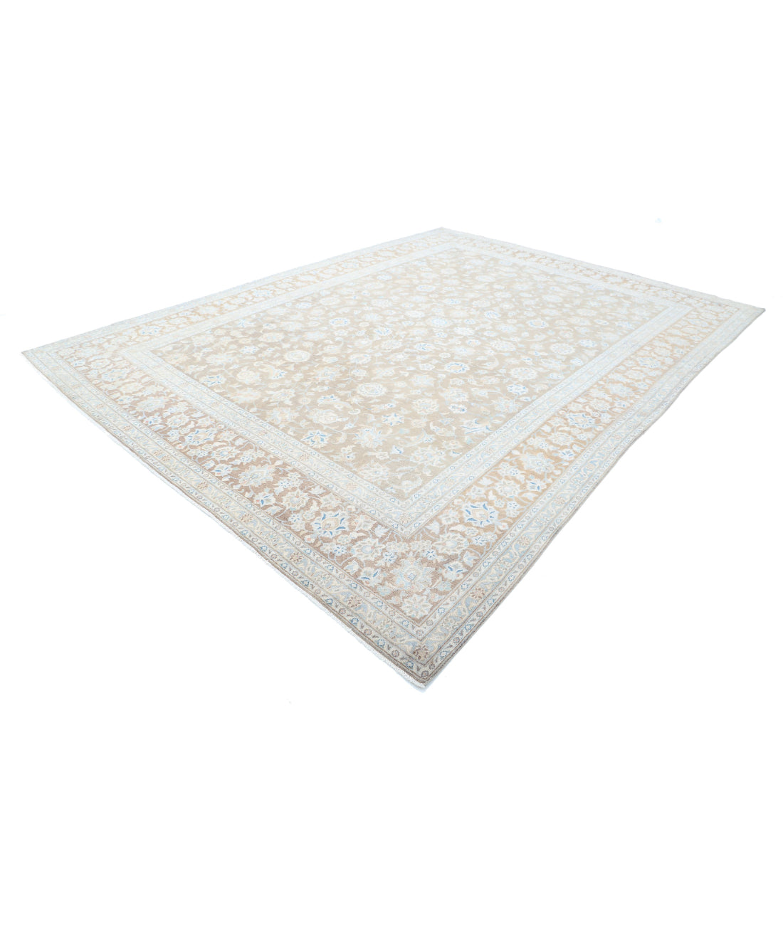 Hand Knotted Vintage Persian Tabriz Wool Rug - 9'9'' x 13'1'' 9'9'' x 13'1'' (293 X 393) / Taupe / Brown