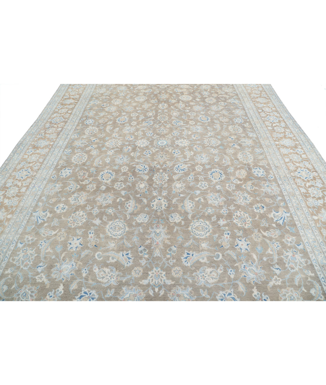 Hand Knotted Vintage Persian Tabriz Wool Rug - 9'9'' x 13'1'' 9'9'' x 13'1'' (293 X 393) / Taupe / Brown