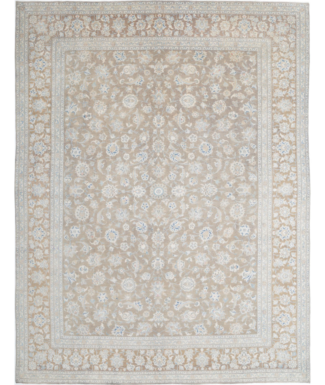 Hand Knotted Vintage Persian Tabriz Wool Rug - 9'9'' x 13'1'' 9'9'' x 13'1'' (293 X 393) / Taupe / Brown
