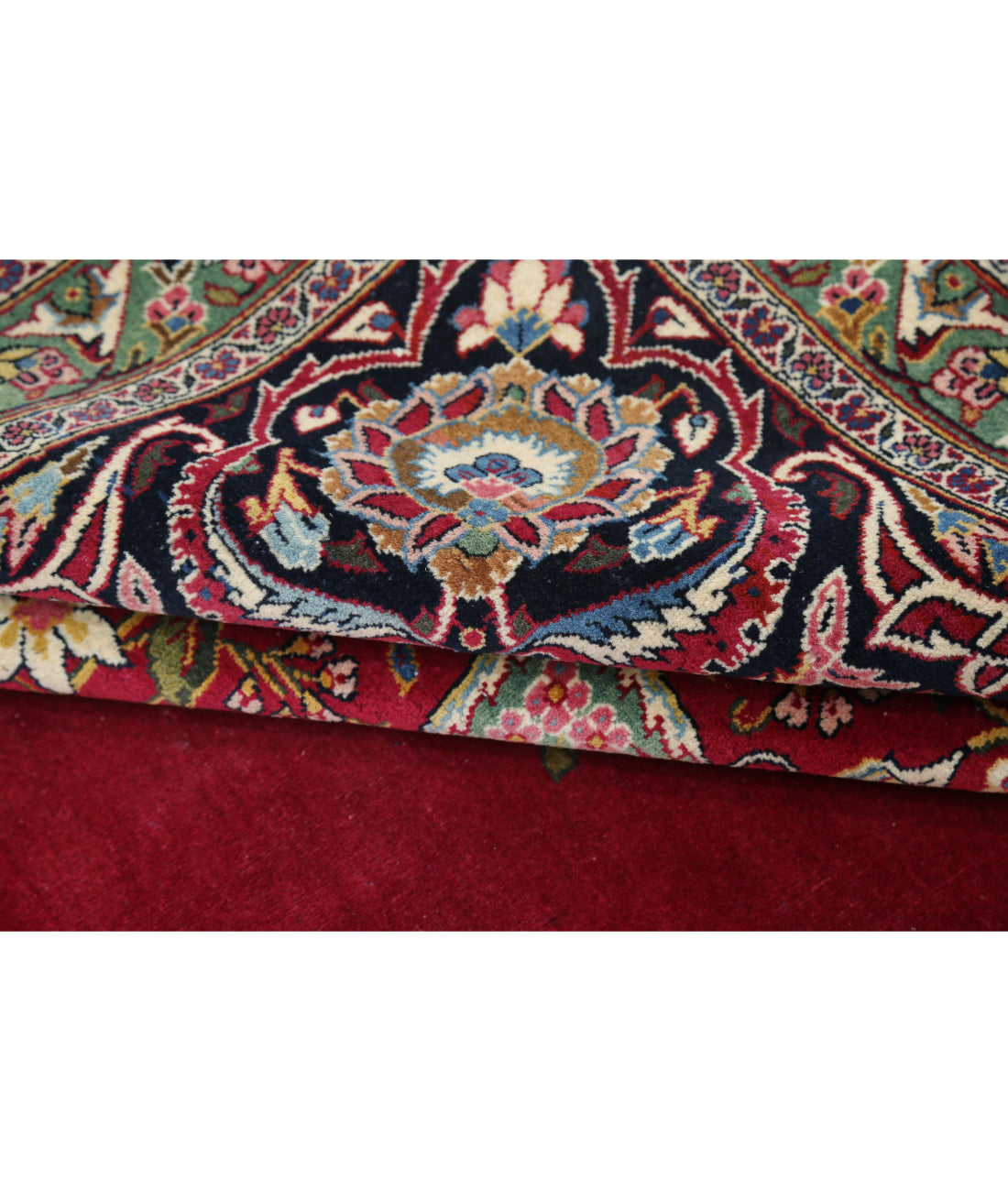 Hand Knotted Persian Kashan Fine Wool Rug - 10'5'' x 14'0'' 10'5'' x 14'0'' (313 X 420) / Red / Blue