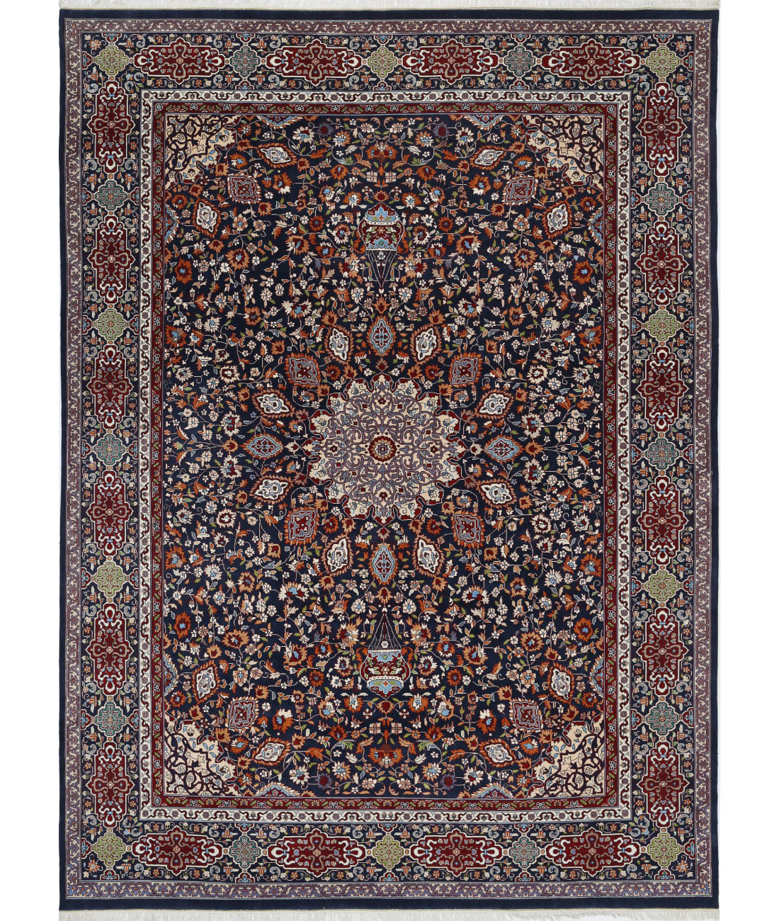 Hand Knotted Persian Tabriz Wool Rug - 9&#39;11&#39;&#39; x 13&#39;9&#39;&#39; 9&#39;11&#39;&#39; x 13&#39;9&#39;&#39; (298 X 413) / Blue / Red