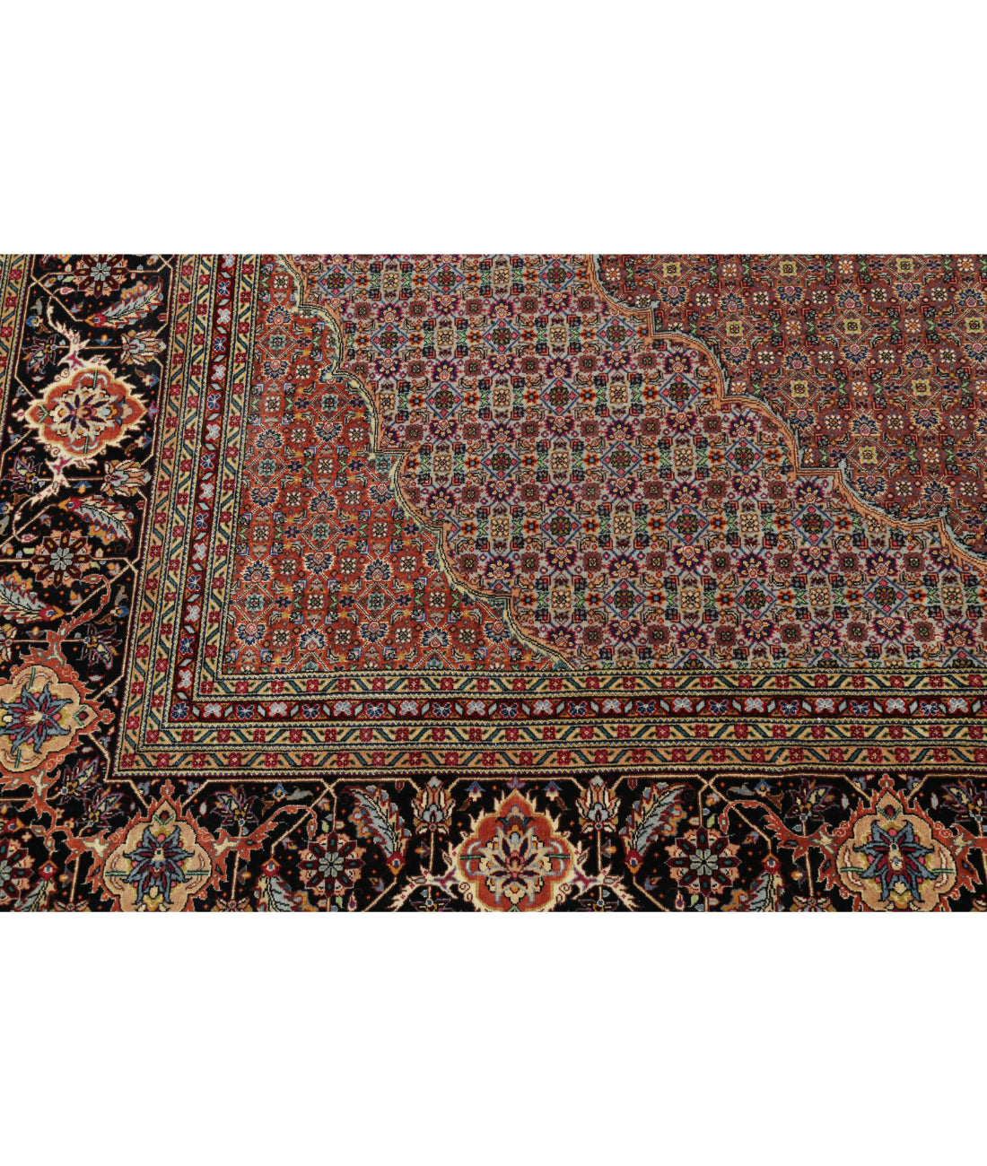 Hand Knotted Persian Tabriz Wool & Silk Rug - 10'1'' x 12'10'' 10'1'' x 12'10'' (303 X 385) / Lilac / Black
