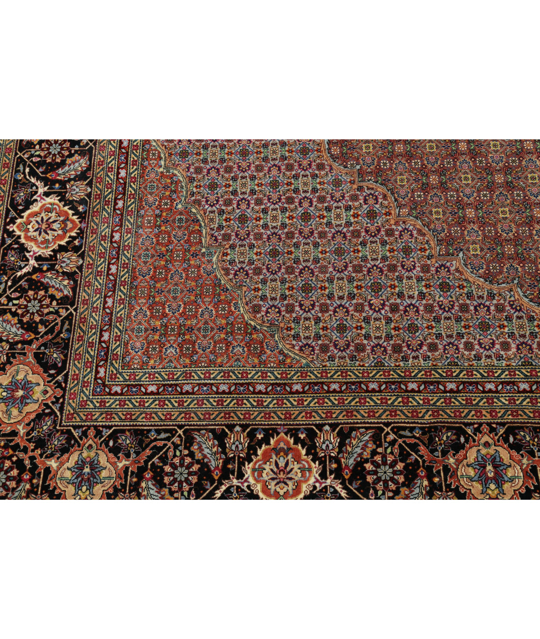 Hand Knotted Persian Tabriz Wool & Silk Rug - 10'1'' x 12'10'' 10'1'' x 12'10'' (303 X 385) / Lilac / Black
