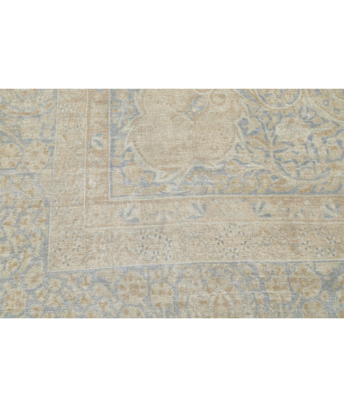 Hand Knotted Antique Persian Tabriz Wool Rug - 12'4'' x 19'5'' 12'4'' x 19'5'' (370 X 583) / Taupe / Blue