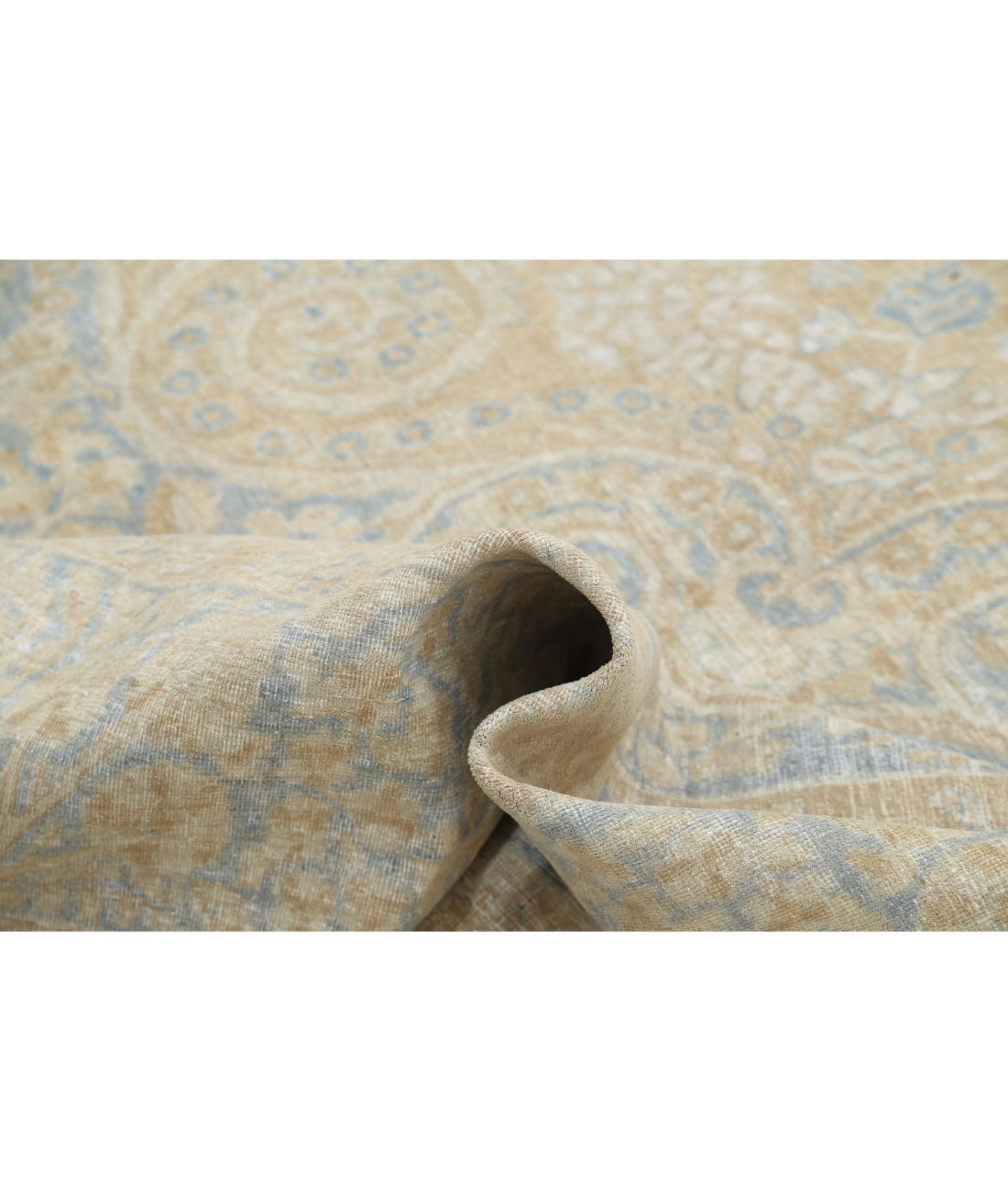 Hand Knotted Antique Persian Tabriz Wool Rug - 12'4'' x 19'5'' 12'4'' x 19'5'' (370 X 583) / Taupe / Blue