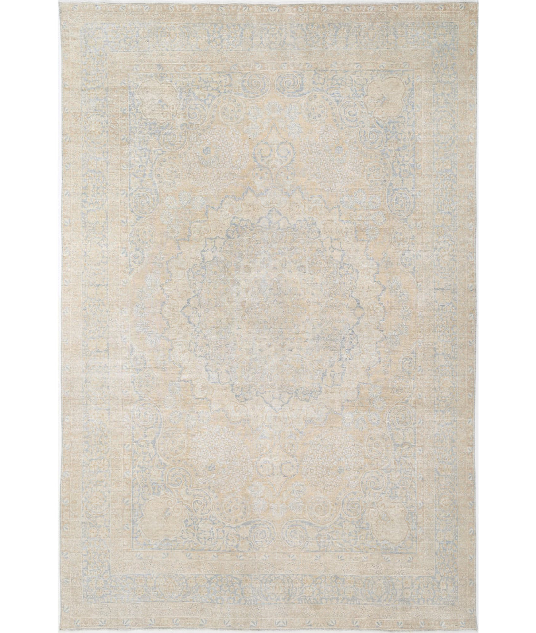 Hand Knotted Antique Oriental Tabriz Wool Rug - 12'4'' x 19'5''