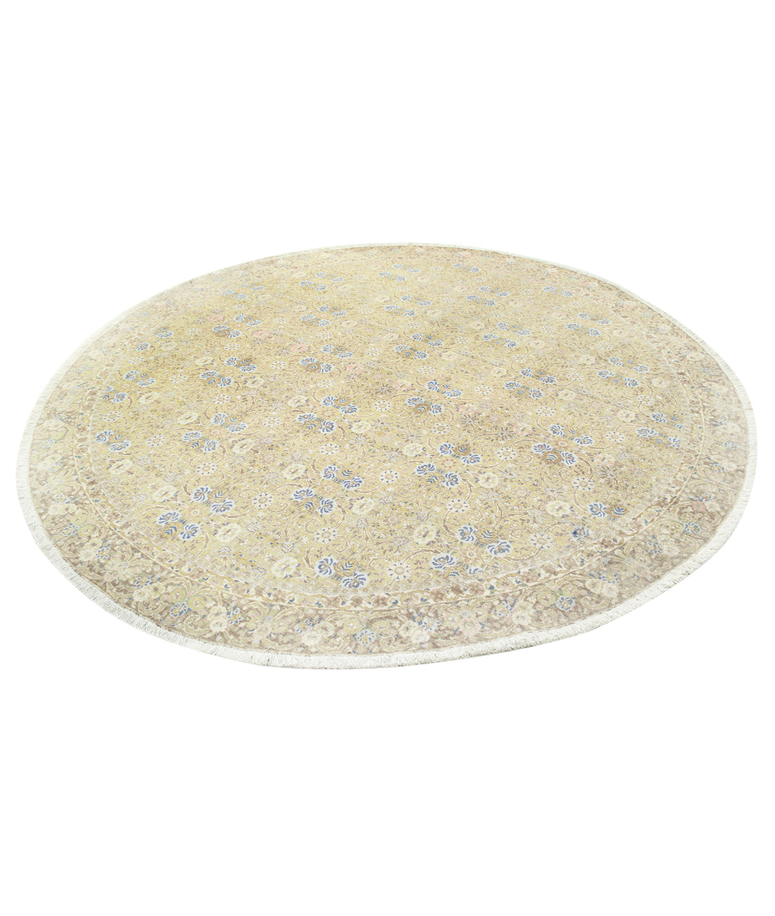 Hand Knotted Vintage Persian Tabriz Wool Rug - 9'2'' x 9'7'' 9'2'' x 9'7'' (275 X 288) / Green / Taupe