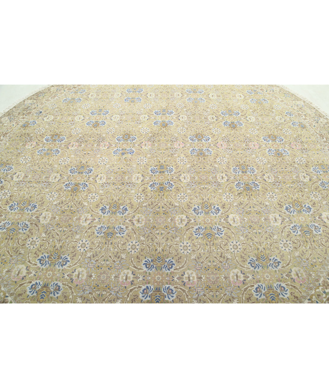 Hand Knotted Vintage Persian Tabriz Wool Rug - 9'2'' x 9'7'' 9'2'' x 9'7'' (275 X 288) / Green / Taupe