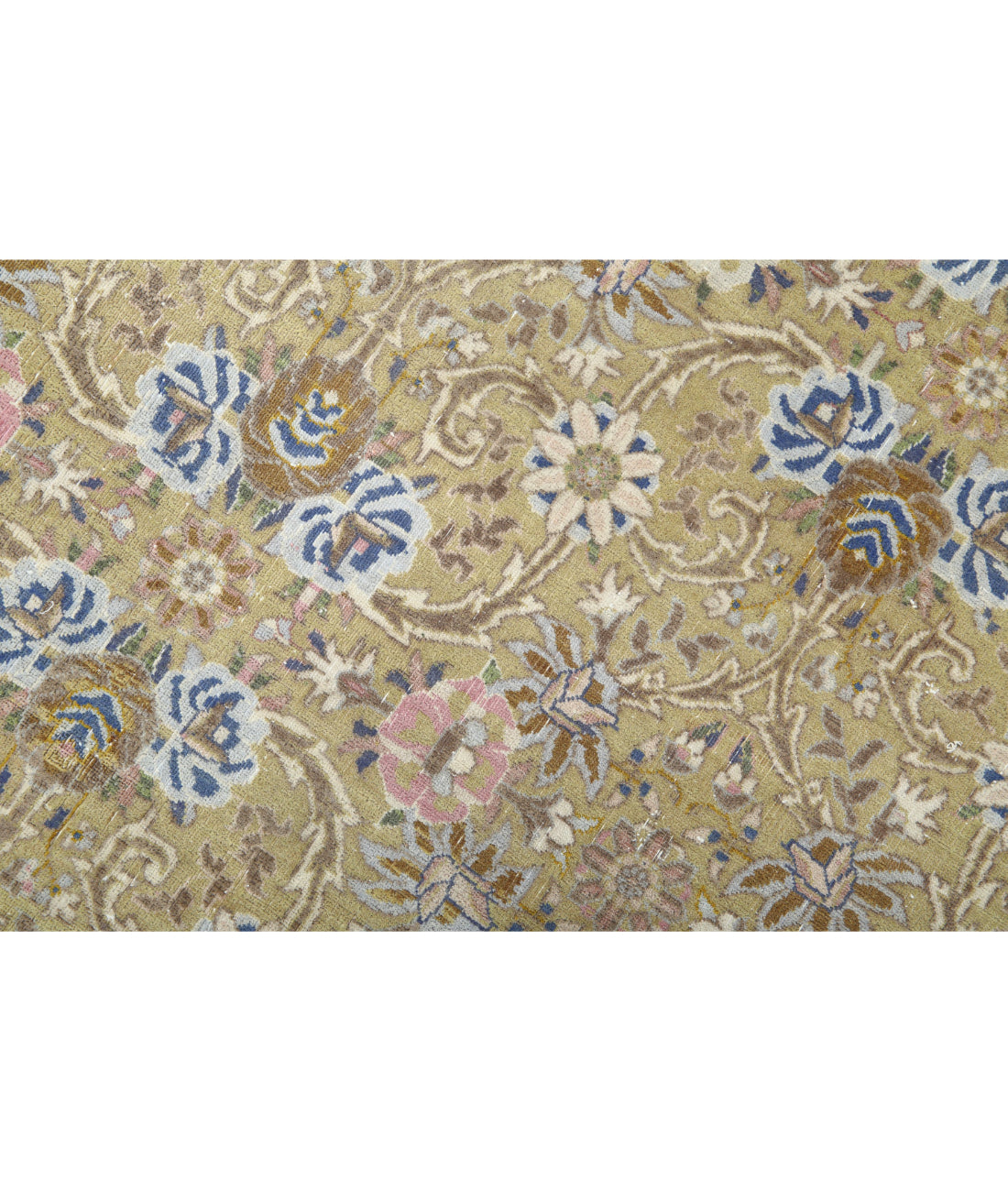 Hand Knotted Vintage Persian Tabriz Wool Rug - 9'2'' x 9'7'' 9'2'' x 9'7'' (275 X 288) / Green / Taupe