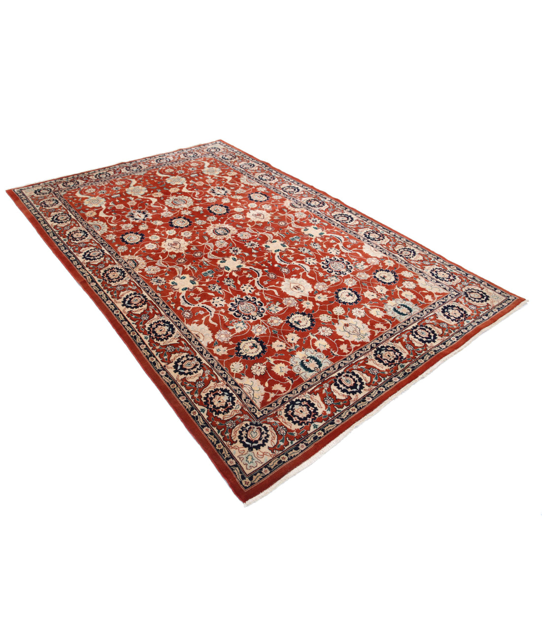 Hand Knotted Persian Tabriz Wool Rug - 5'8'' x 8'10'' 5'8'' x 8'10'' (170 X 265) / Red / Red
