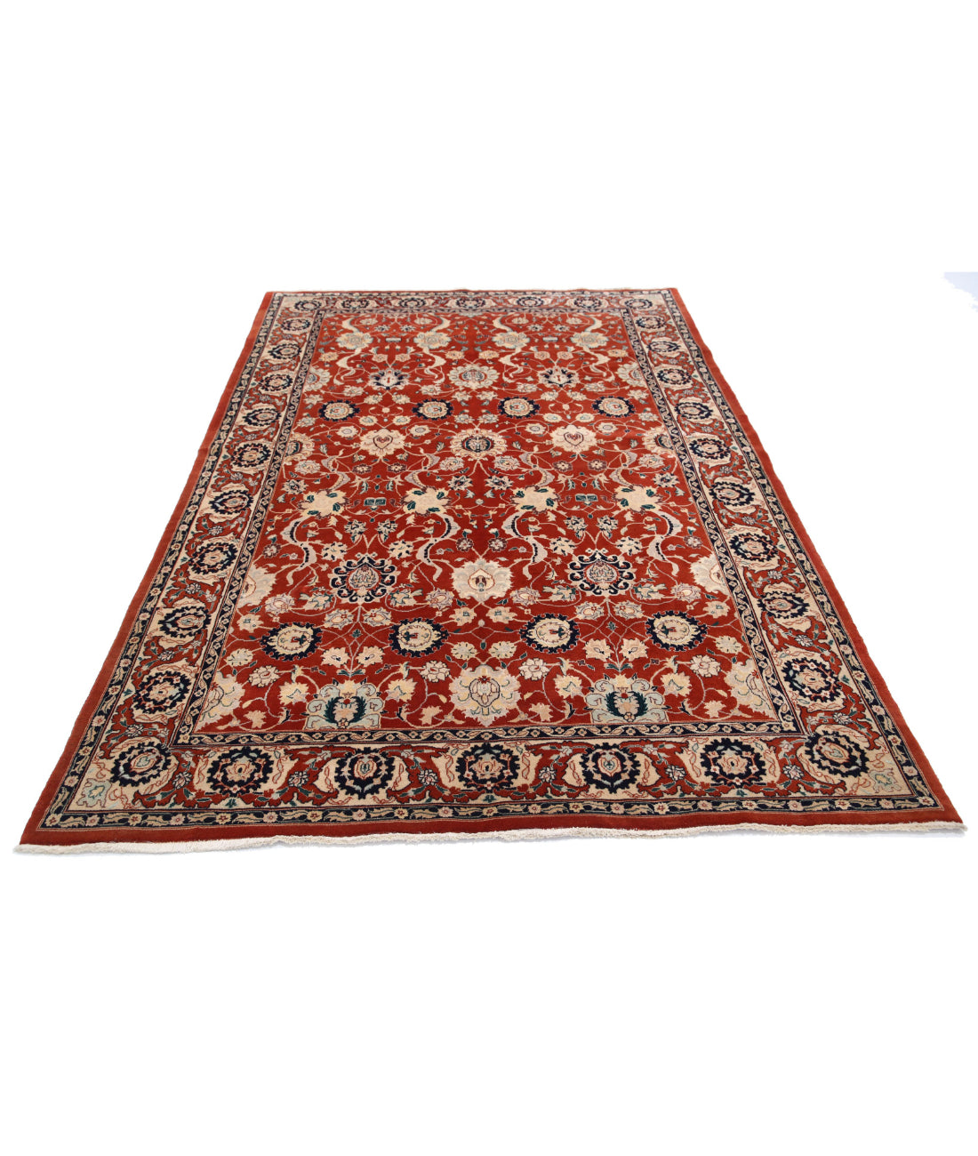 Hand Knotted Persian Tabriz Wool Rug - 5'8'' x 8'10'' 5'8'' x 8'10'' (170 X 265) / Red / Red